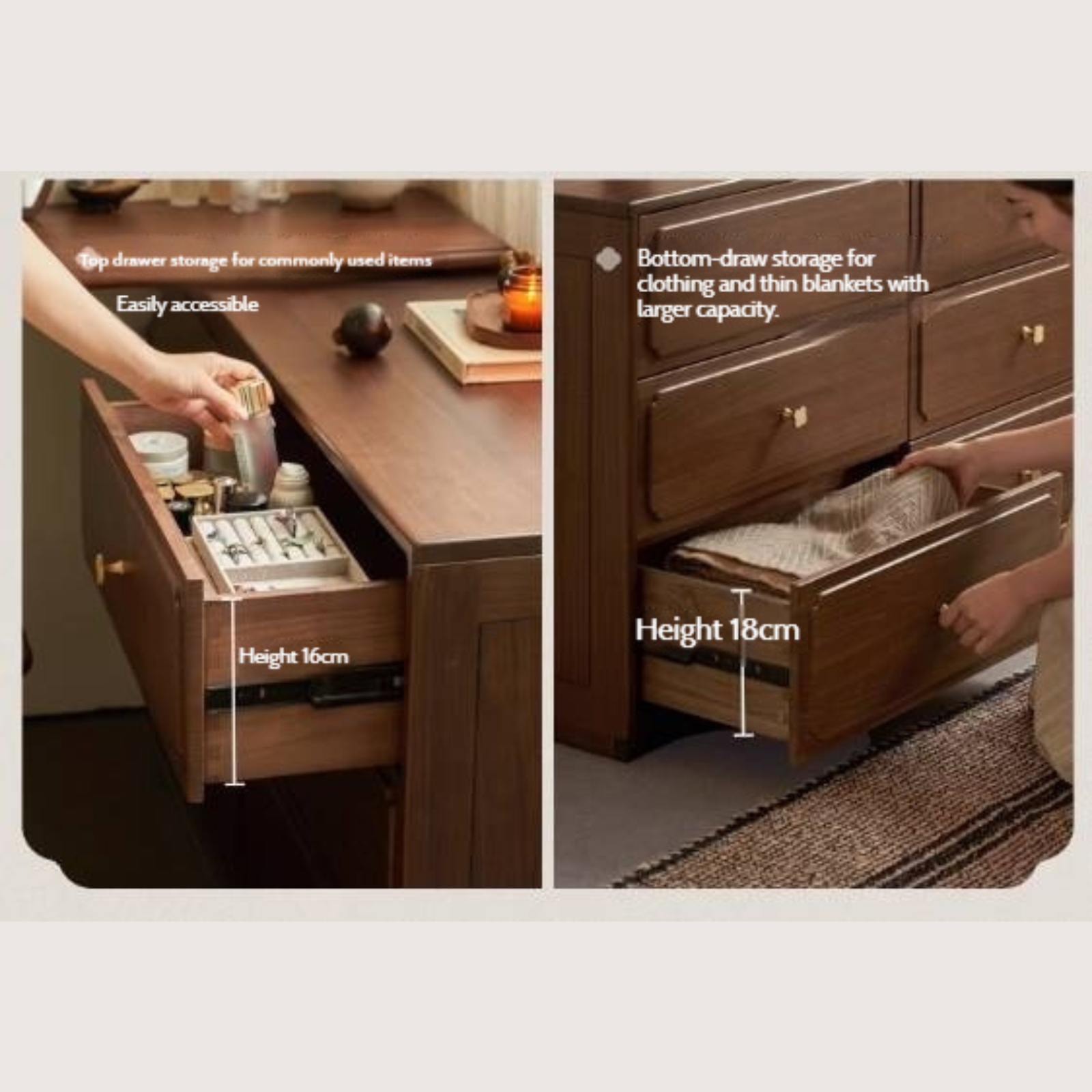 Black Walnut Solid Wood Rotating Dressing Table