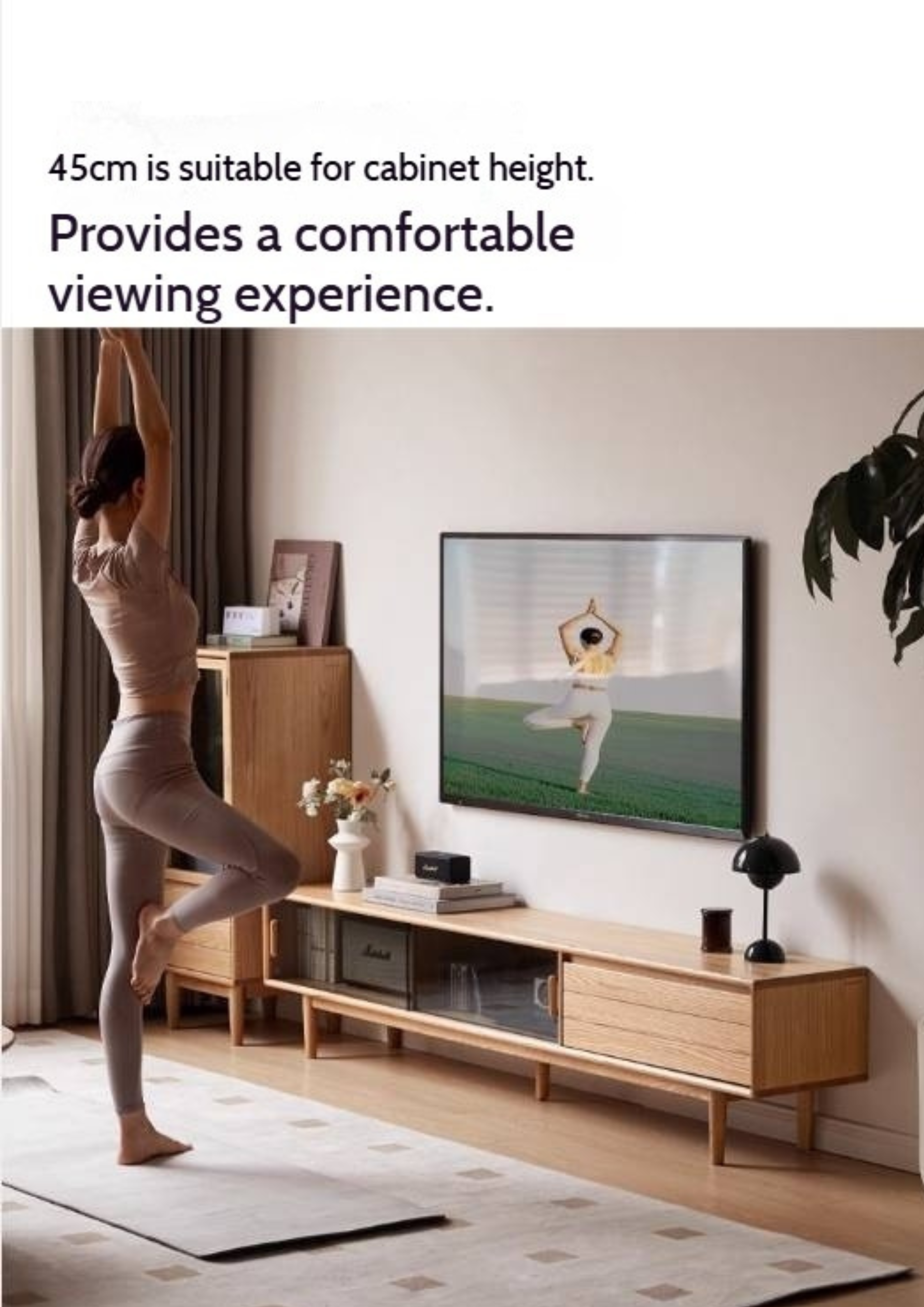 Oak Solid Wood Modern TV Cabinet