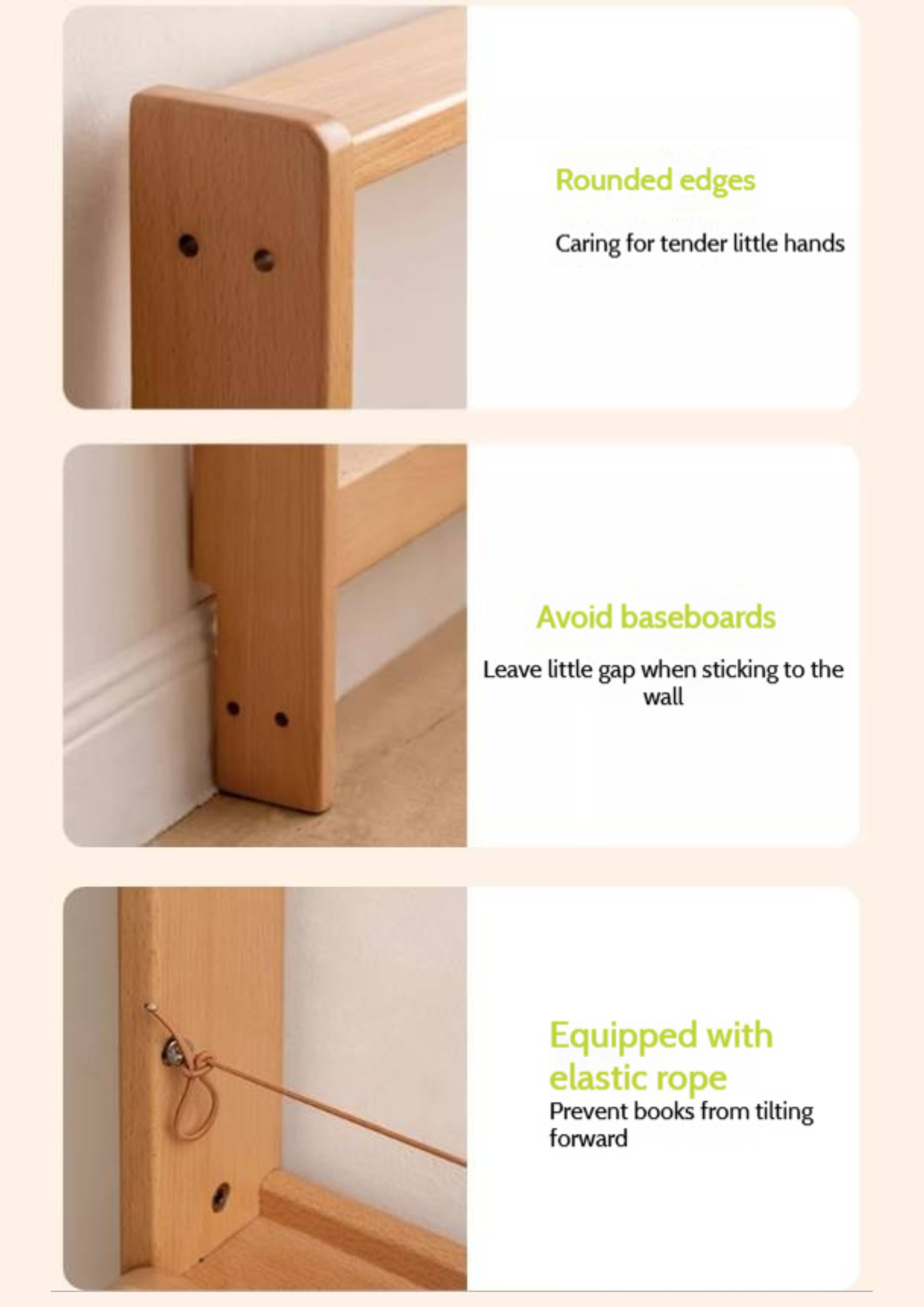 Beech Solid Wood Children's Bedside Miniature Bookshelf