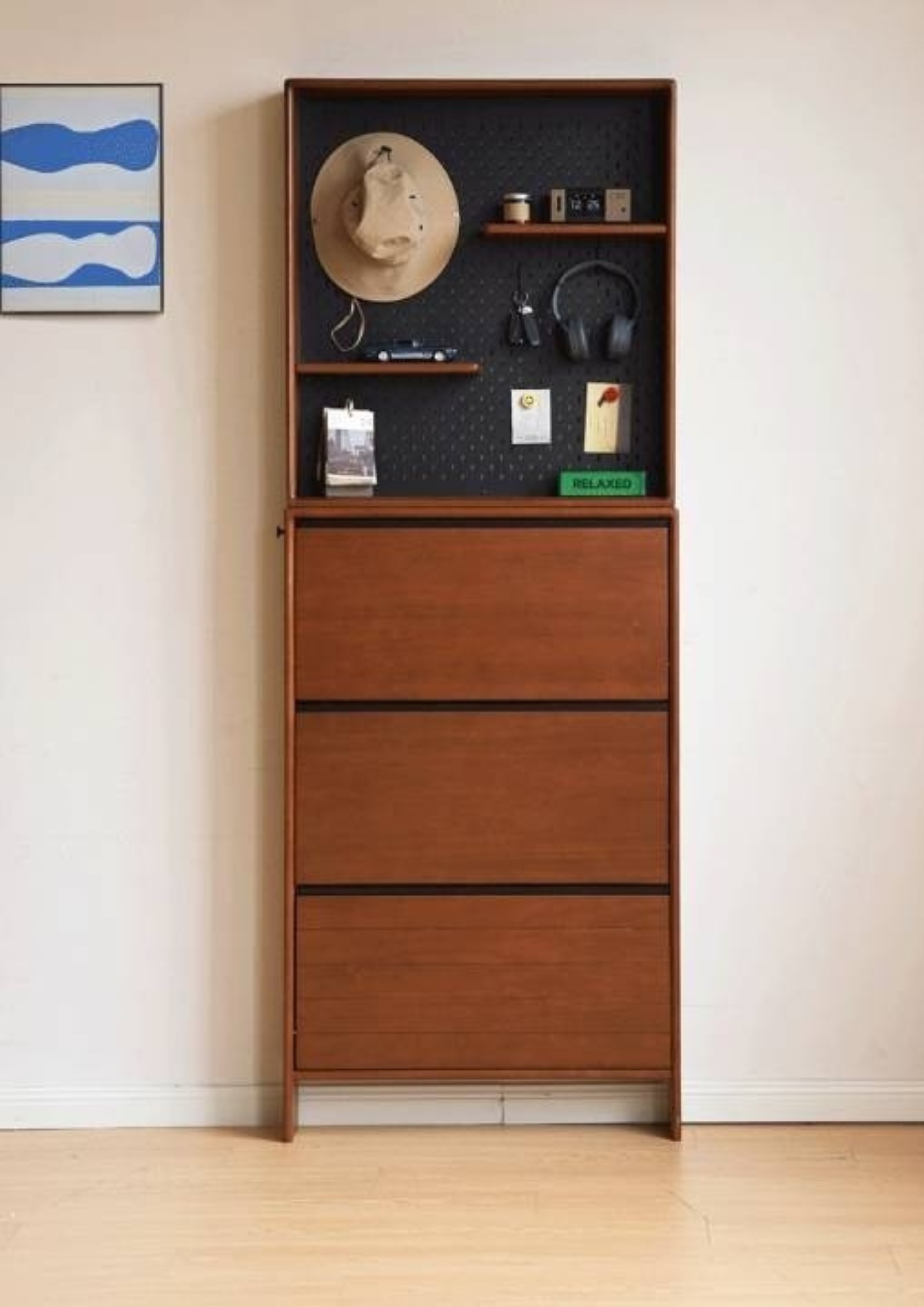 Poplar Solid Wood Ultra-Thin Shoe Cabinet