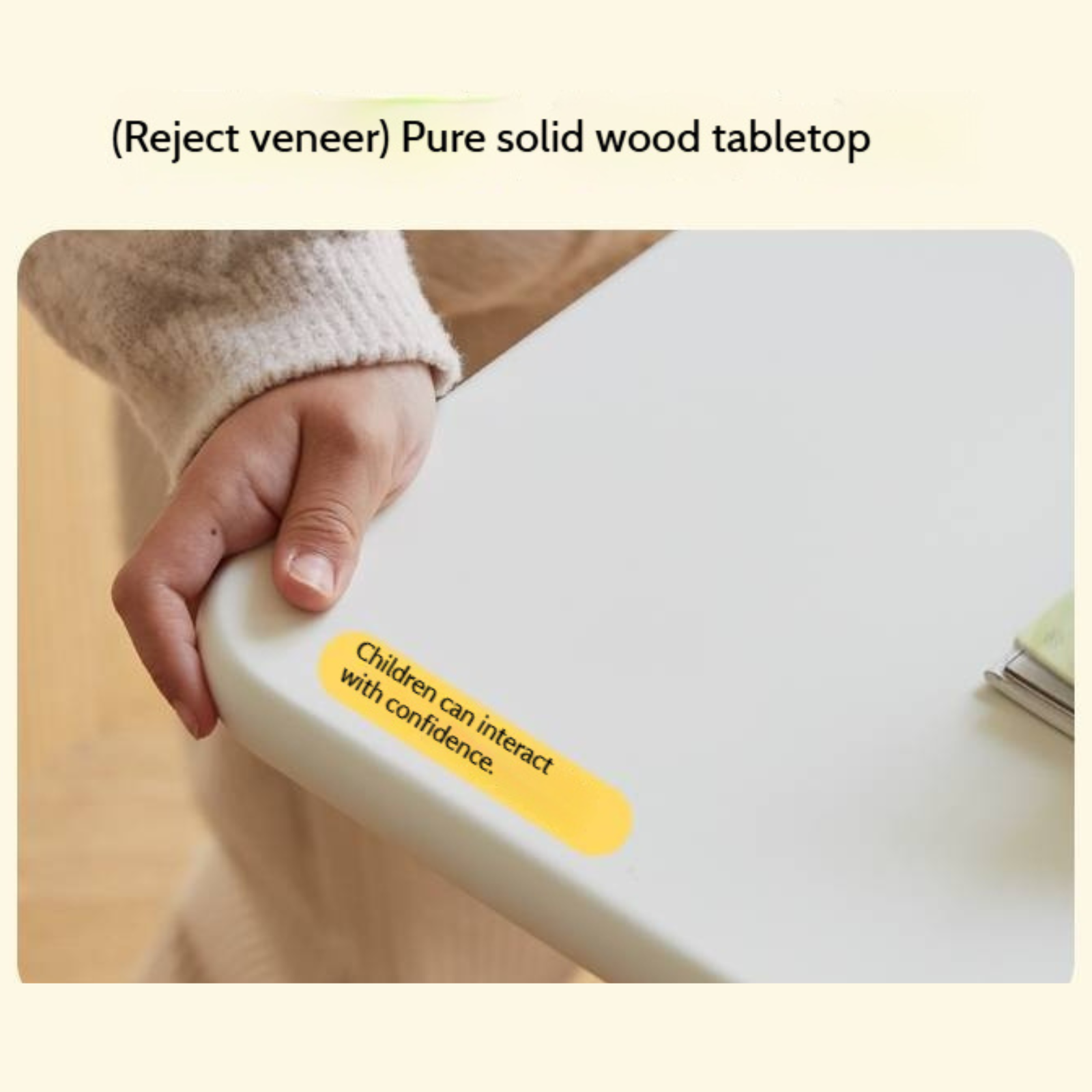 Solid Rubberwood Cream Style Children's Learning Desk