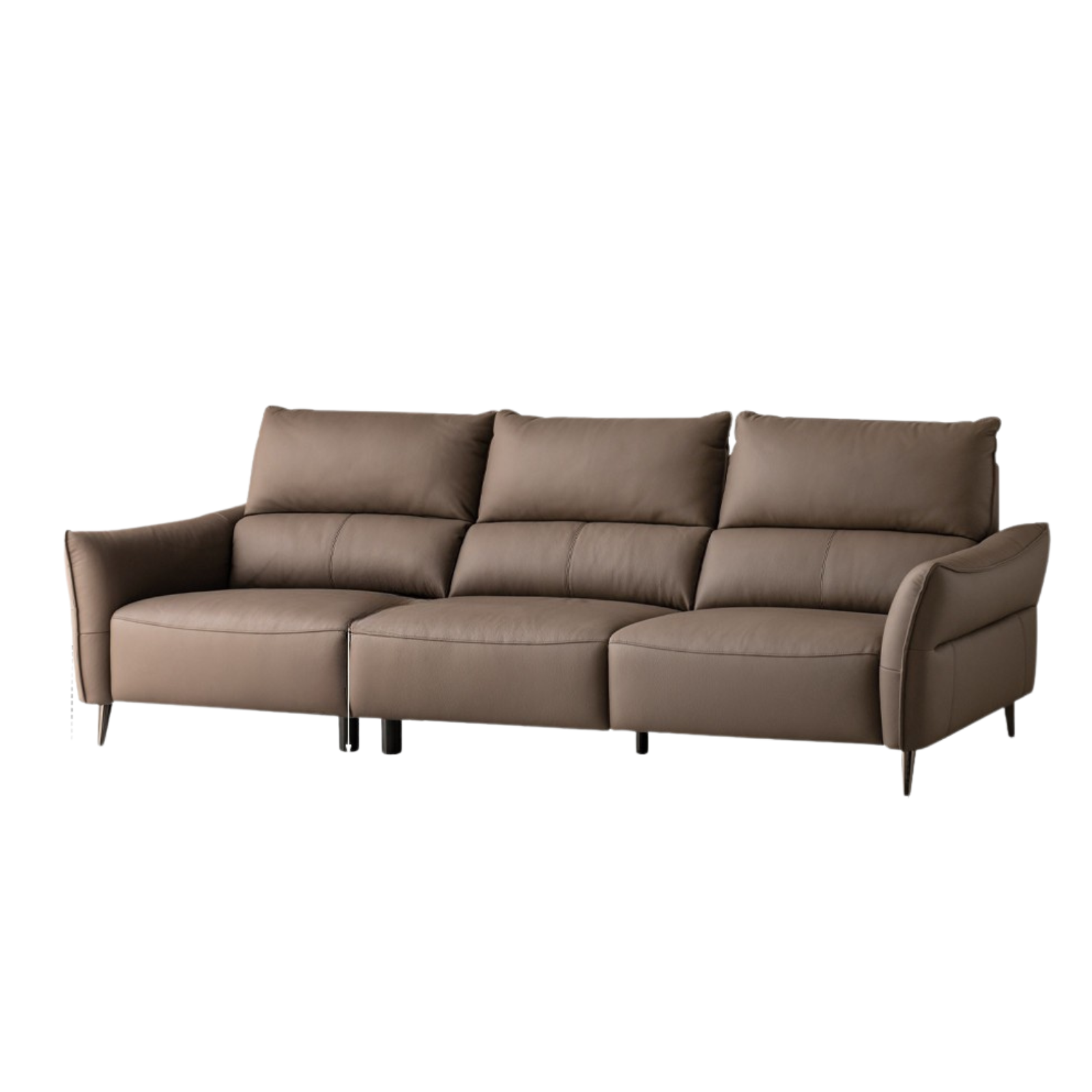 Genuine Top Grain Leather Modern Sofa, Clean Line Contemporary Design