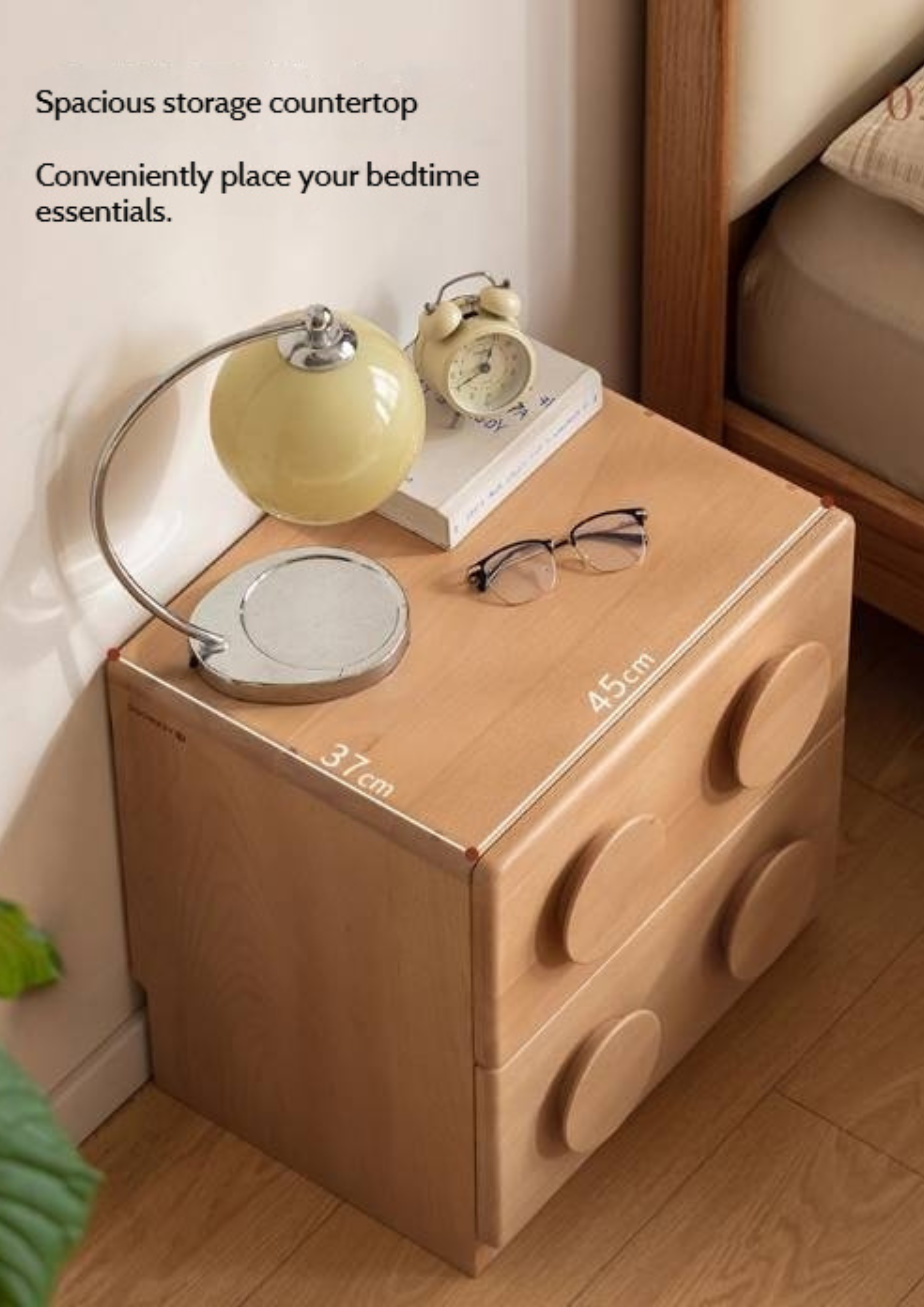 Beech Solid Wood Log Style Nightstand