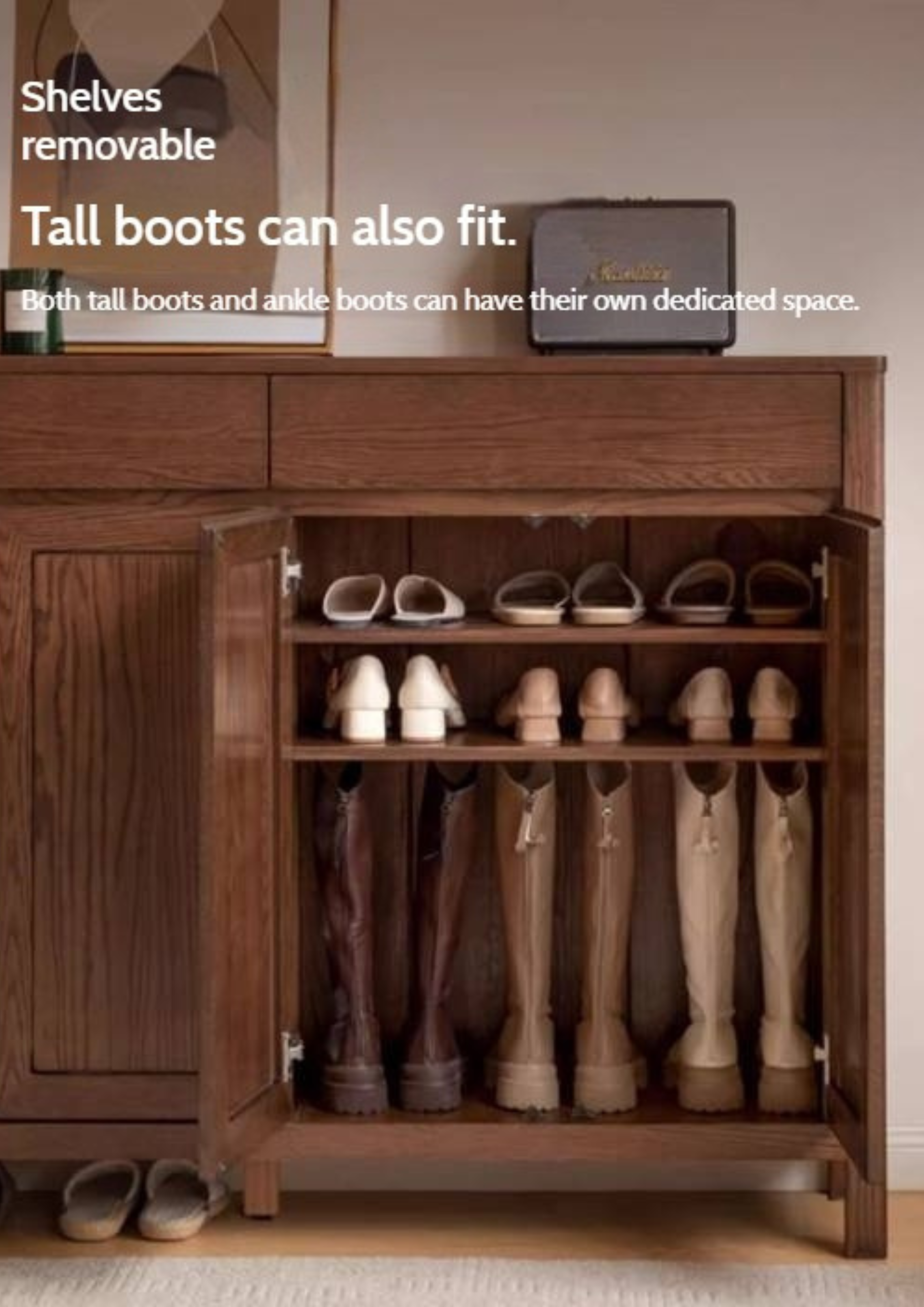 Ash Solid Wood Large Capacity Shoe Cabinet