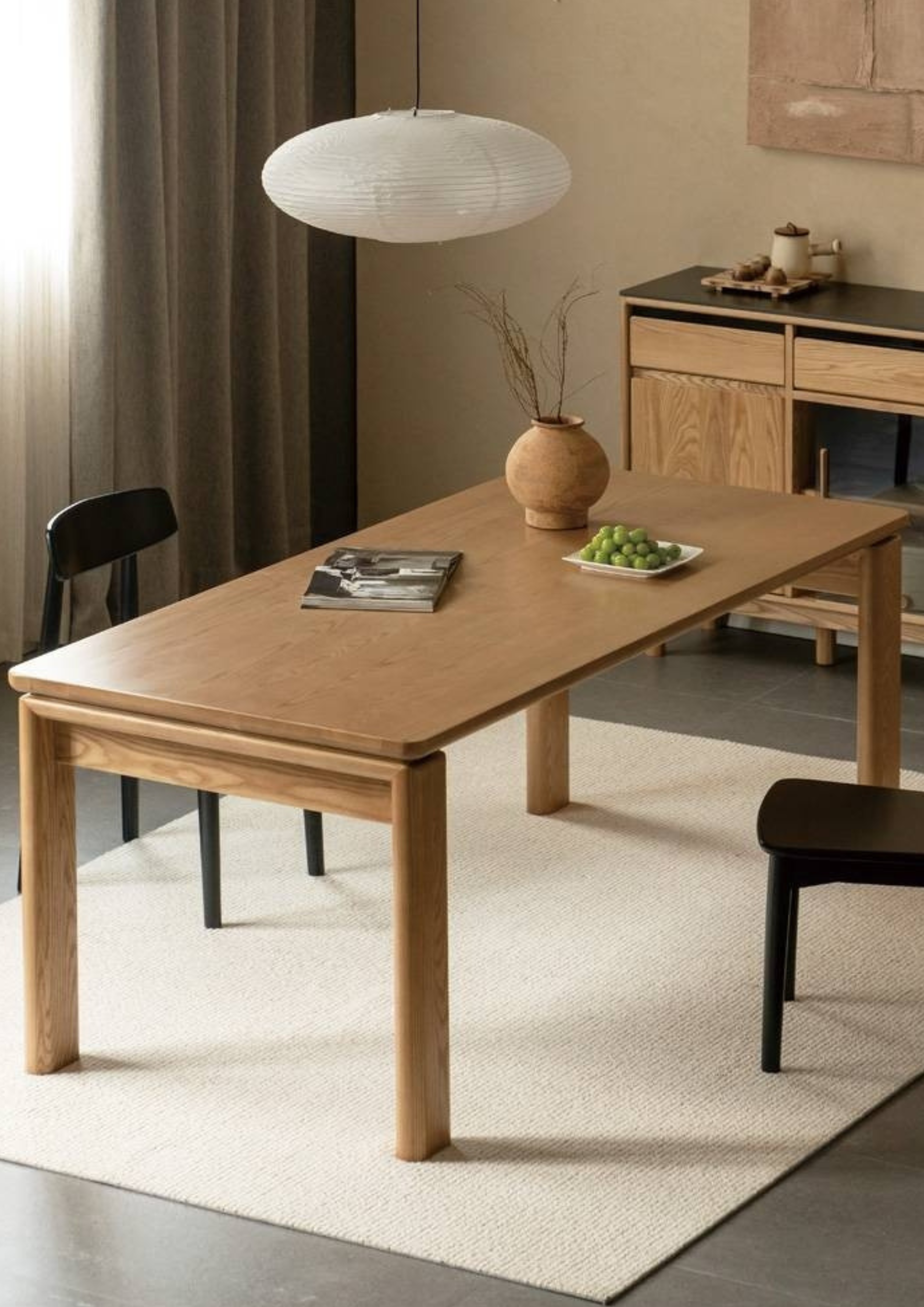 Ash Solid Wood Modern Log Style Dining Table
