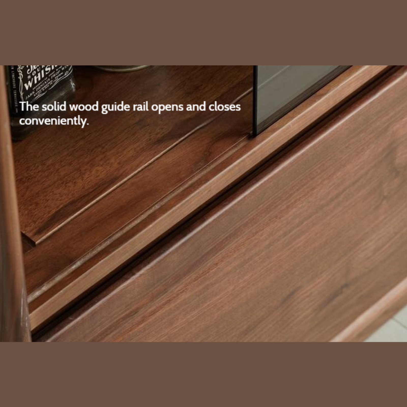 Black Walnut Solid Wood Modern Side Cabinet.
