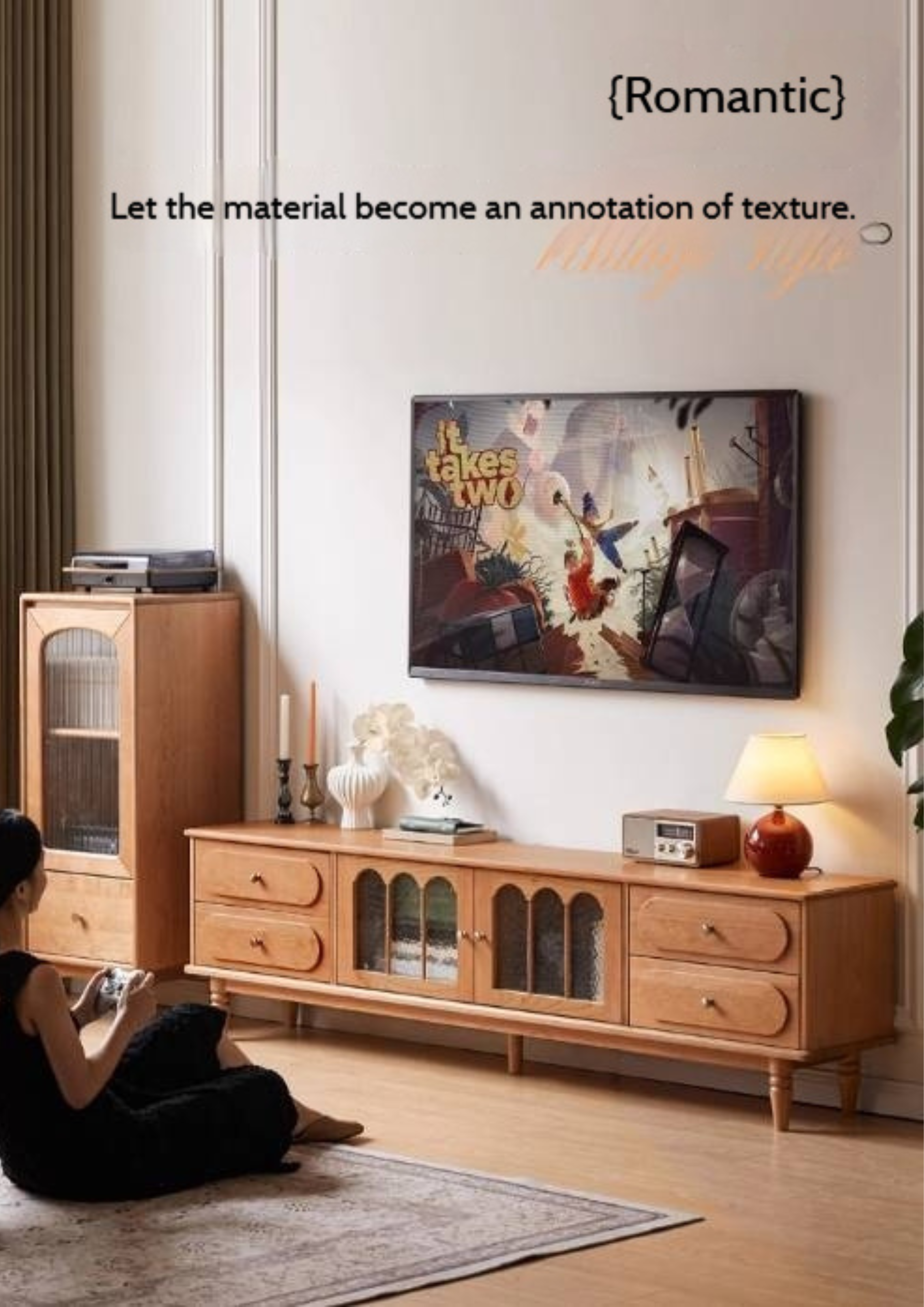 Cherry Solid Wood Style French Retro TV Stand