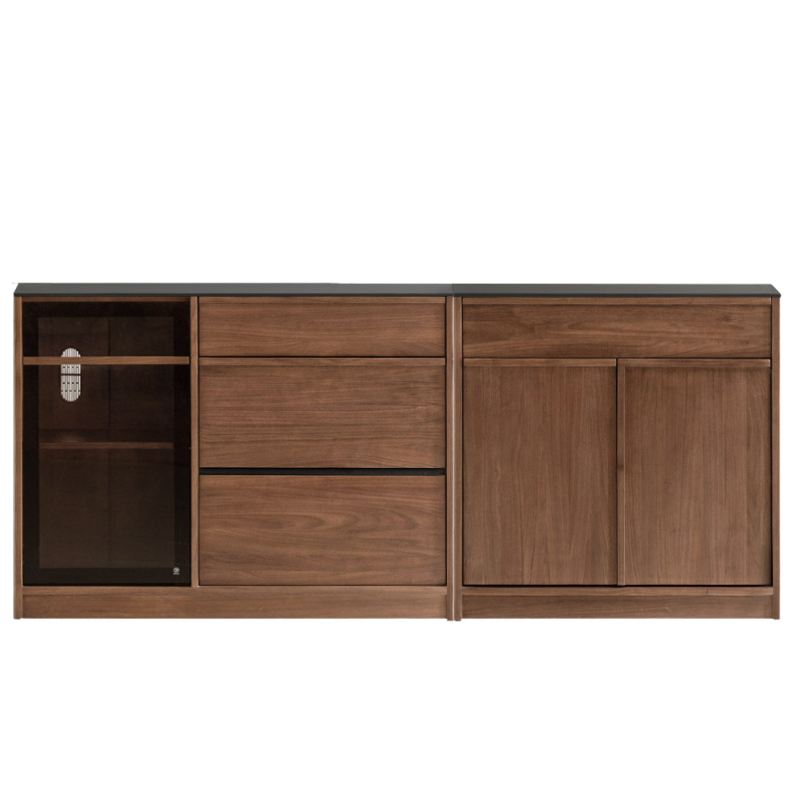 Black Walnut, Ash Solid Wood Light Luxury Style Rock Board Sideboard