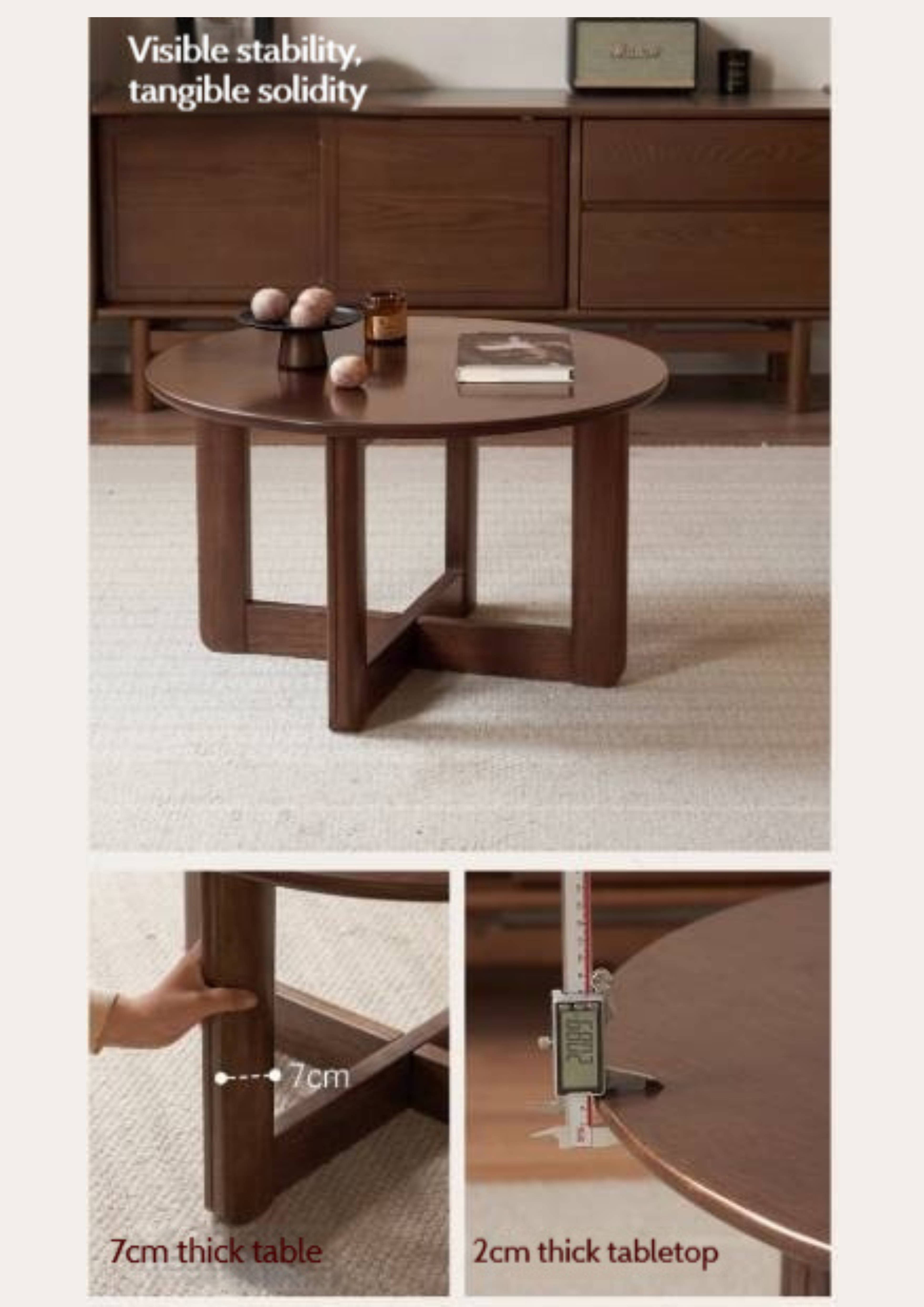 Sandalwood, Oak Solid Wood Modern Coffee Table