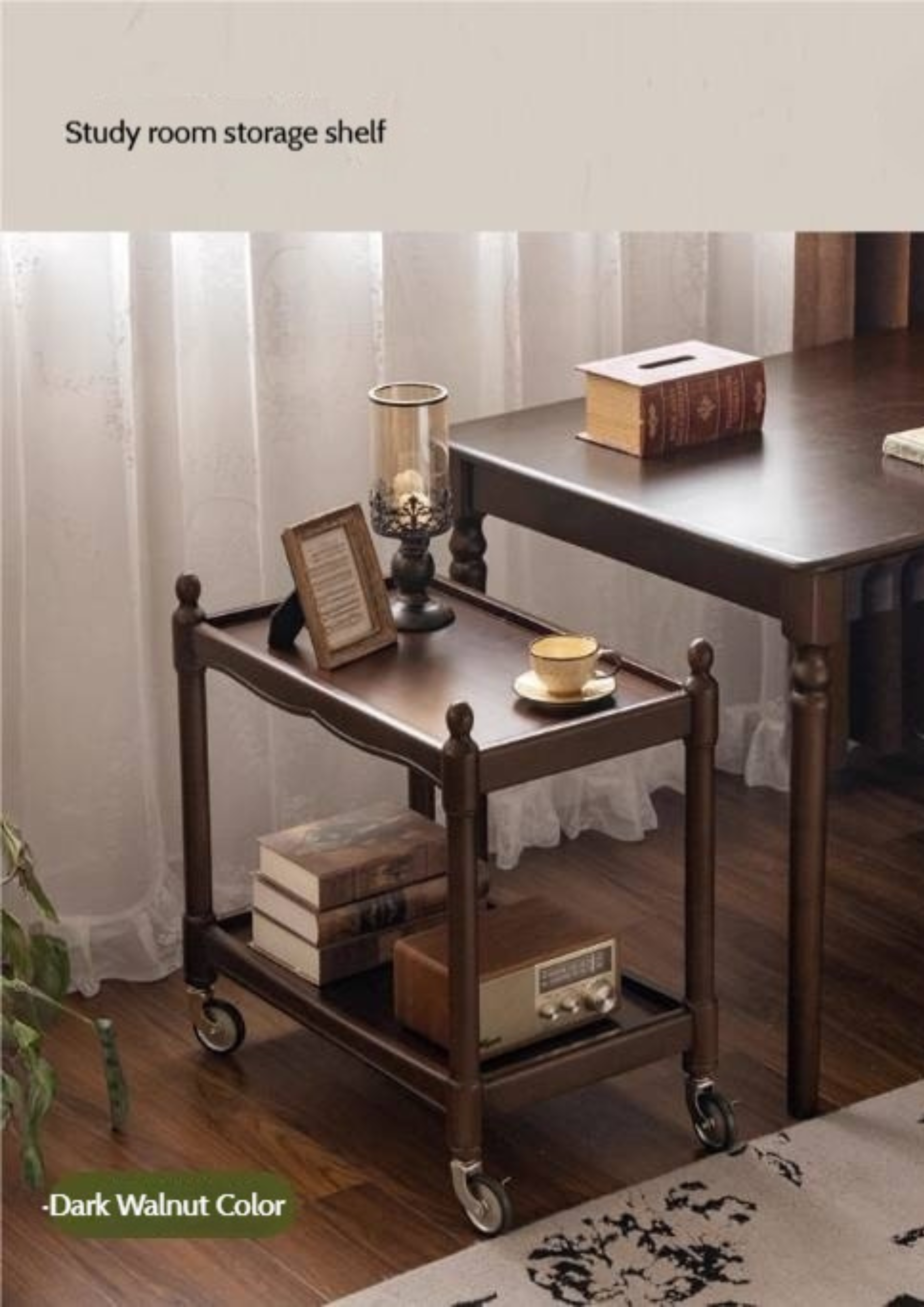 Black Walnut Solid Wood American Retro Mobile Side Table