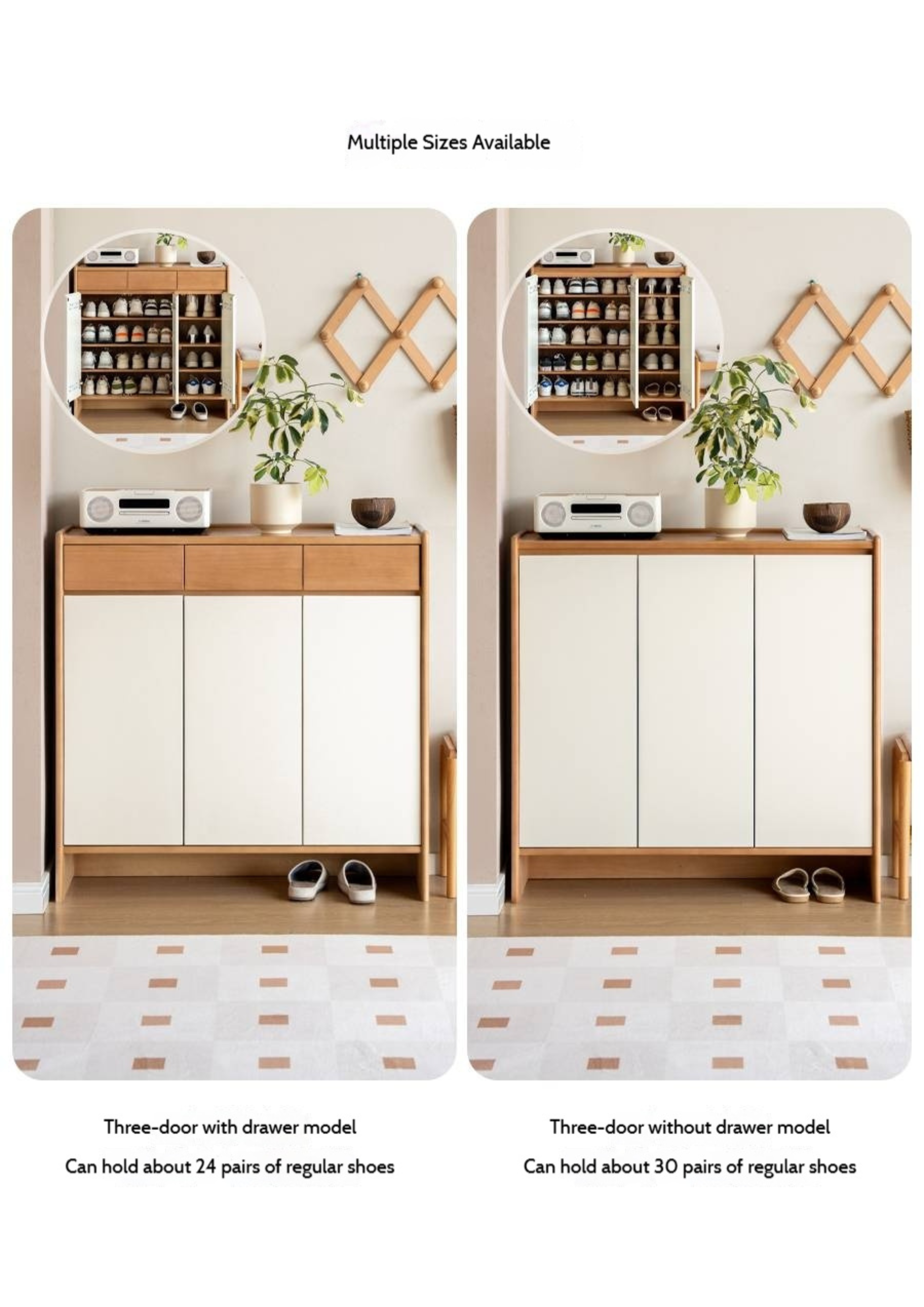 Poplar Solid Wood Shoe Cabinet