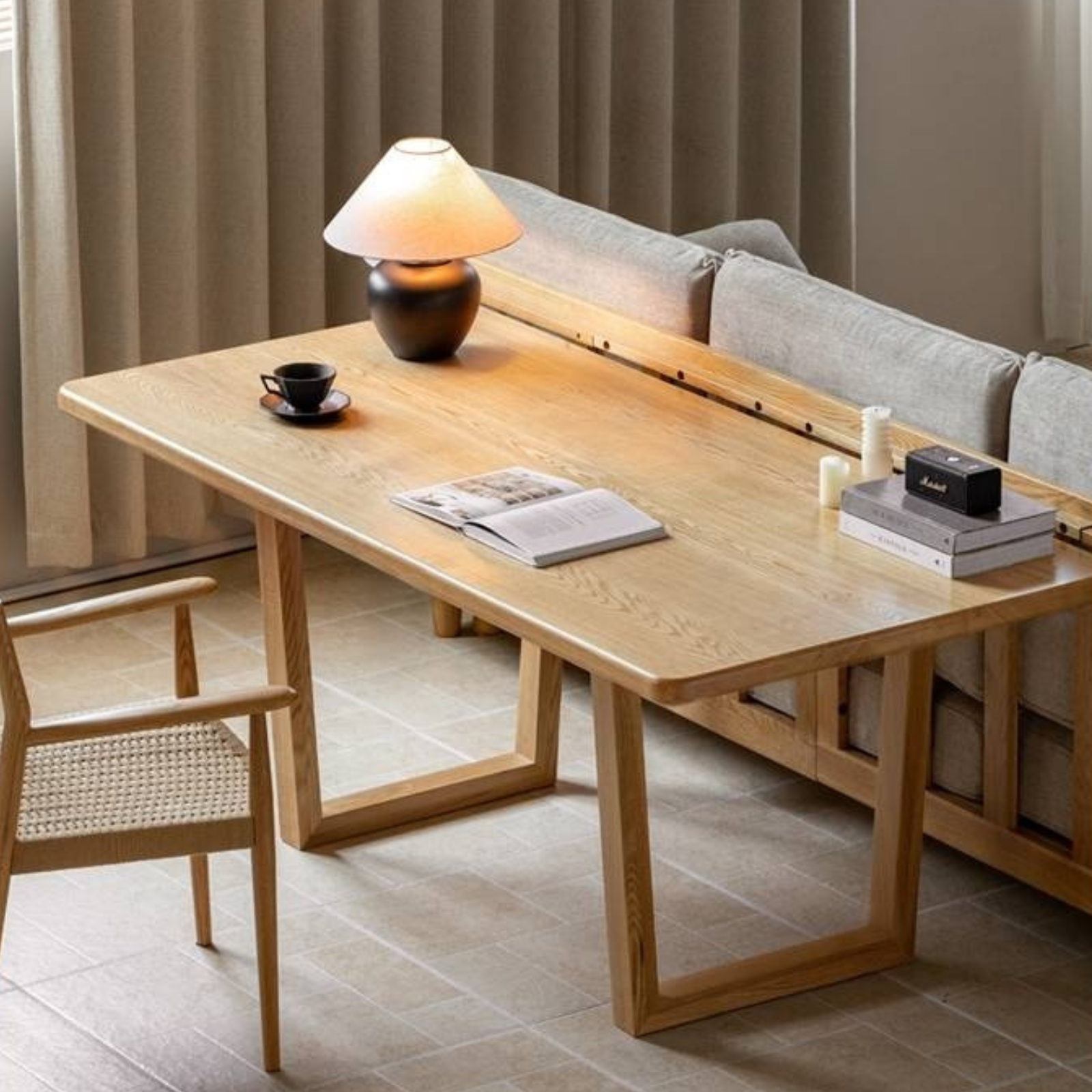 Ash, Oak, Elm Solid Wood Wabi Sabi Style Dining Table