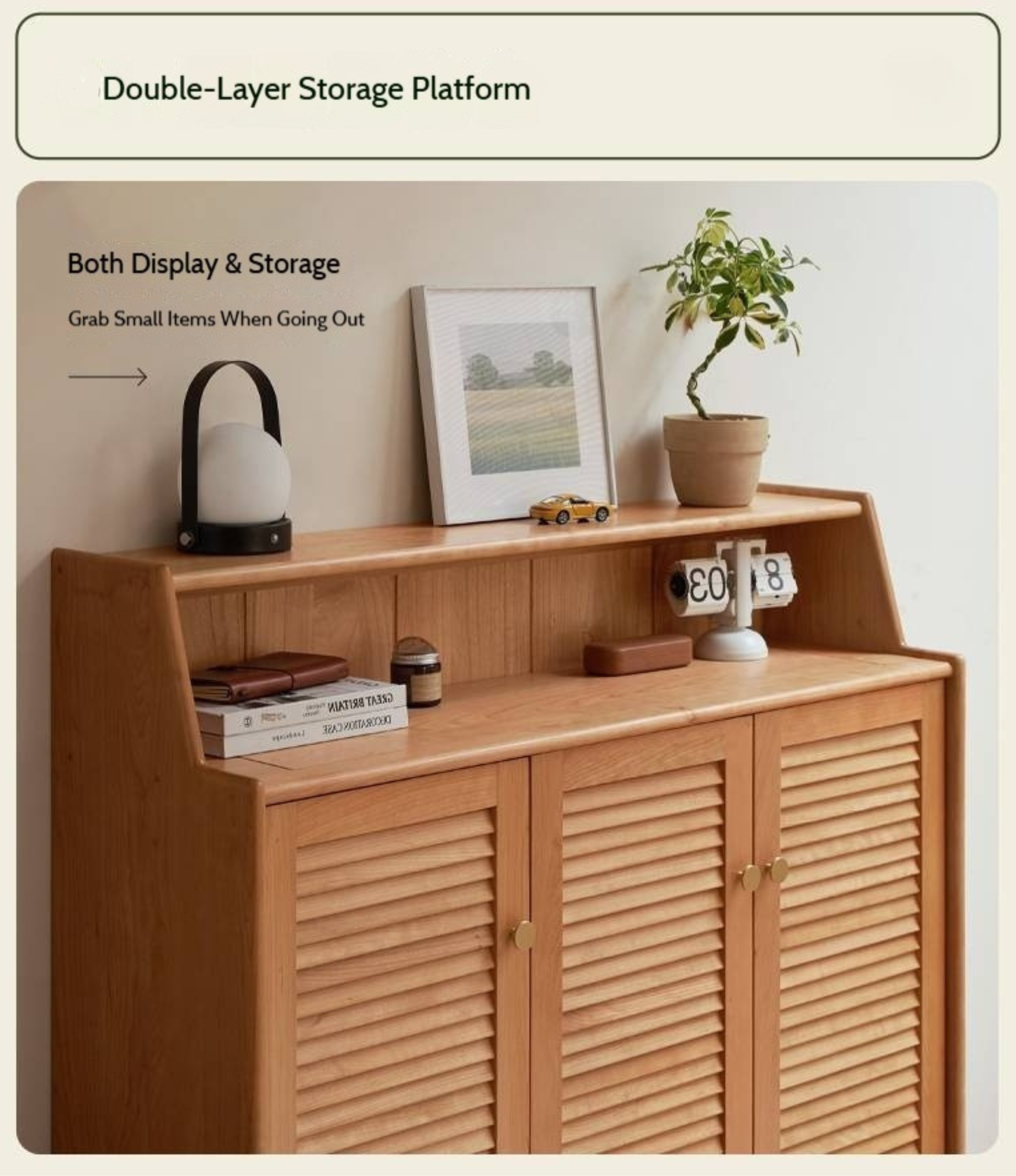 Cherry Solid Wood Entrance Shoe Cabinet