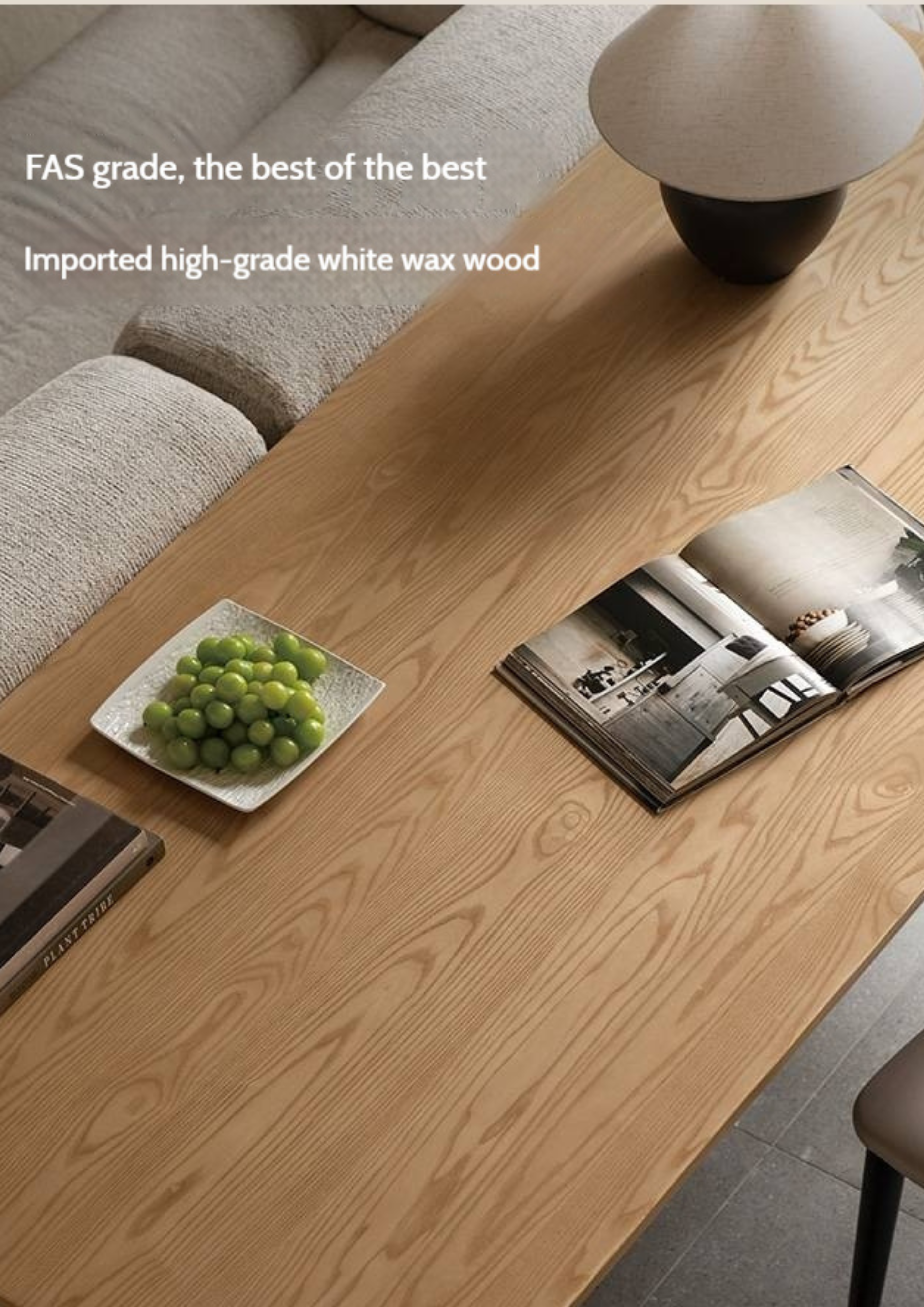 Ash Solid Wood Modern Log Style Dining Table