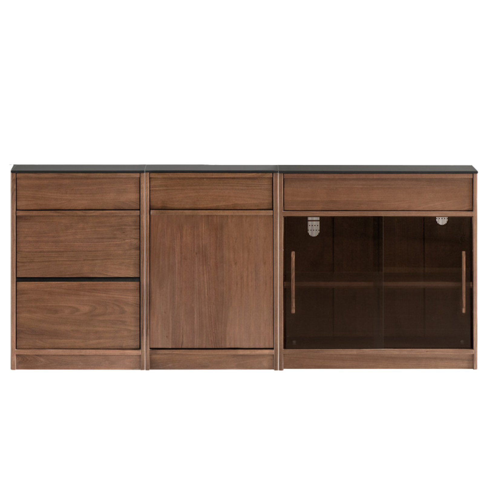 Black Walnut, Ash Solid Wood Light Luxury Style Rock Board Sideboard