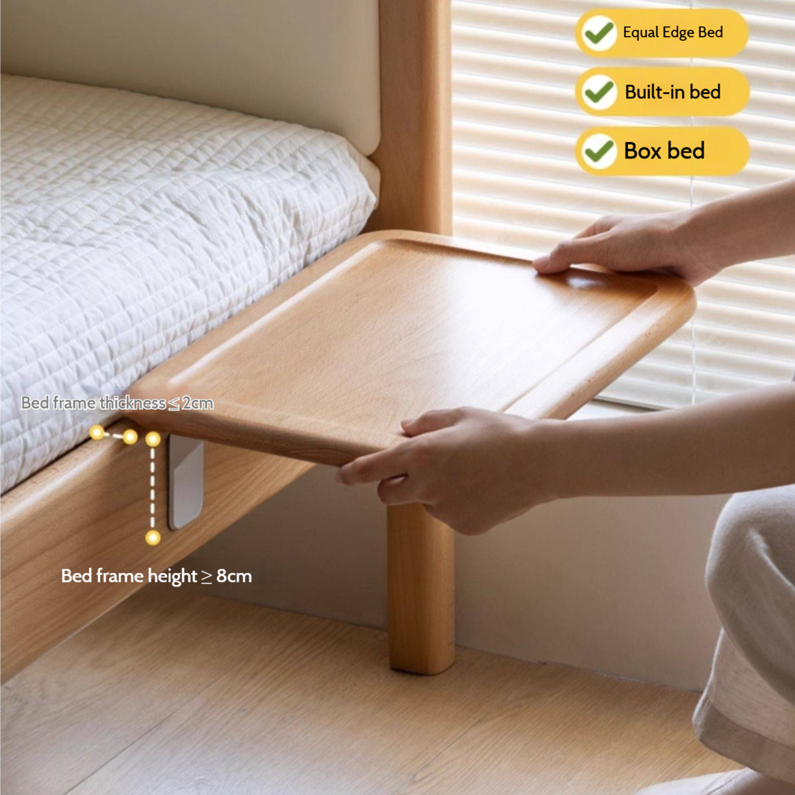 Beech Solid Wood Children's Floating Storage Bedside Shelf