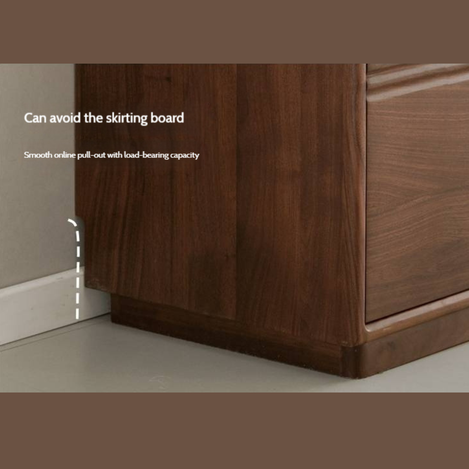 Black Walnut Solid Wood Modern Side Cabinet.