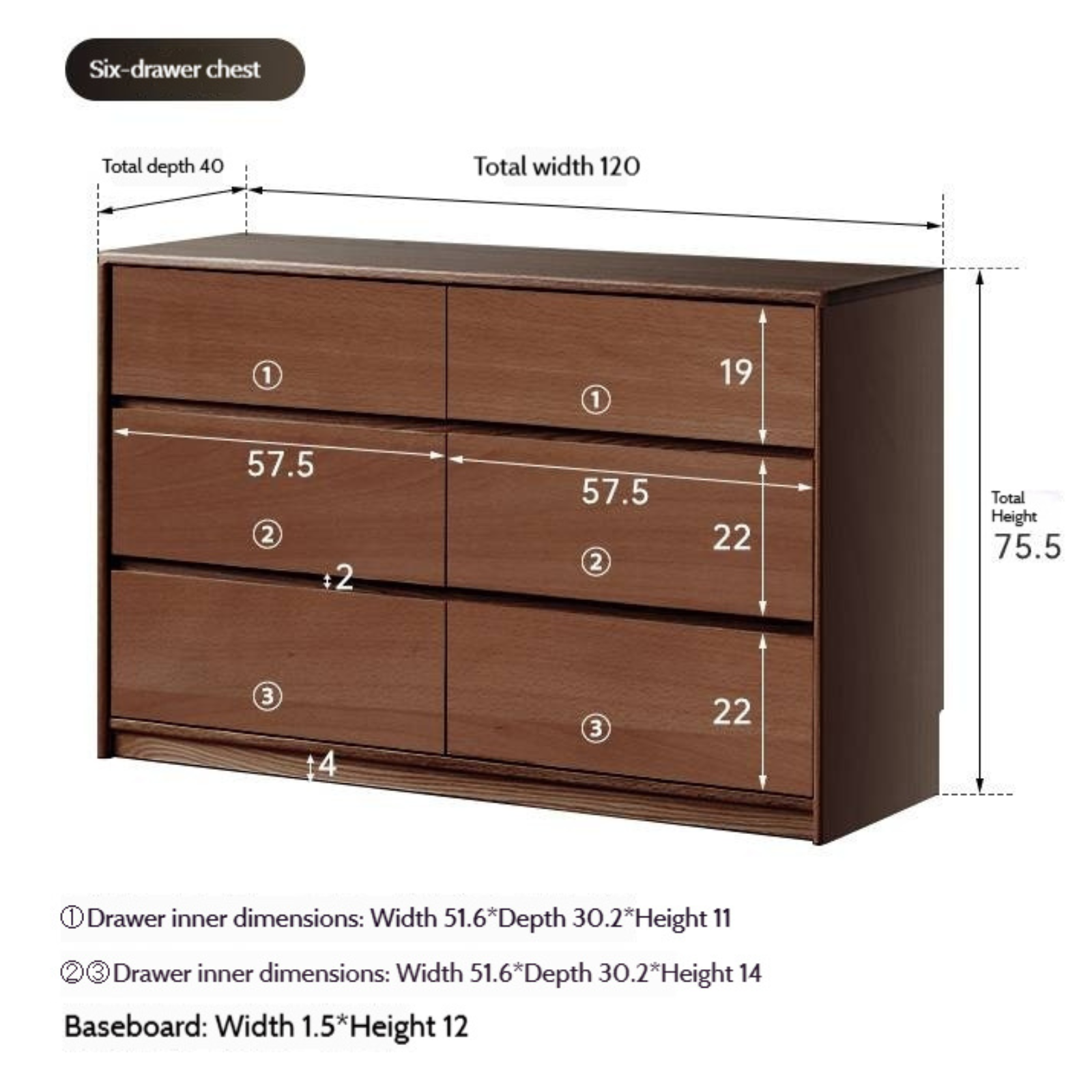 Oak Solid Wood Modern Drawer Cabinet