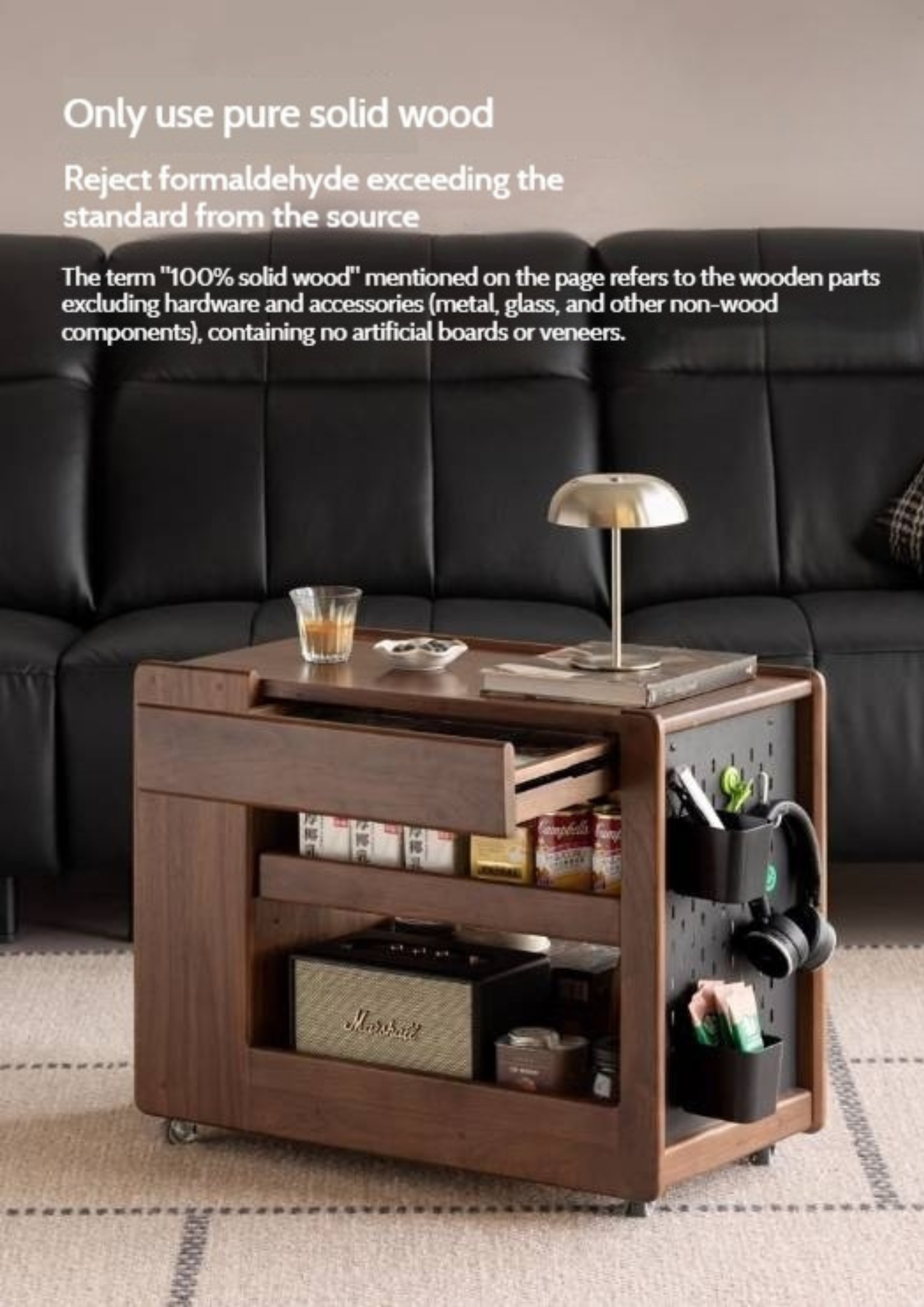 Black Walnut, Oak Solid Wood Luxury Corner Side Table