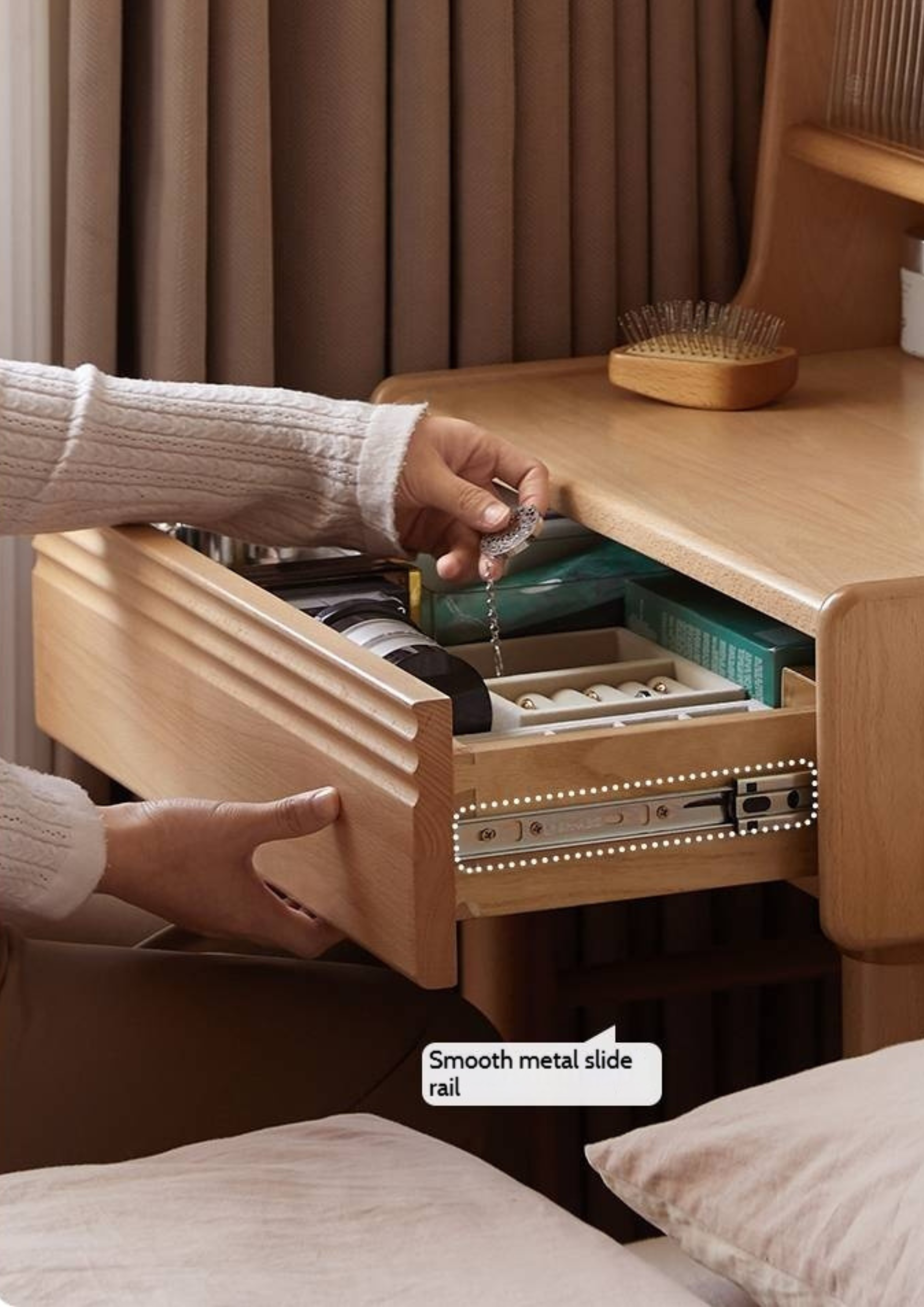 Beech Solid Wood Multifunctional Vanity Table Makeup