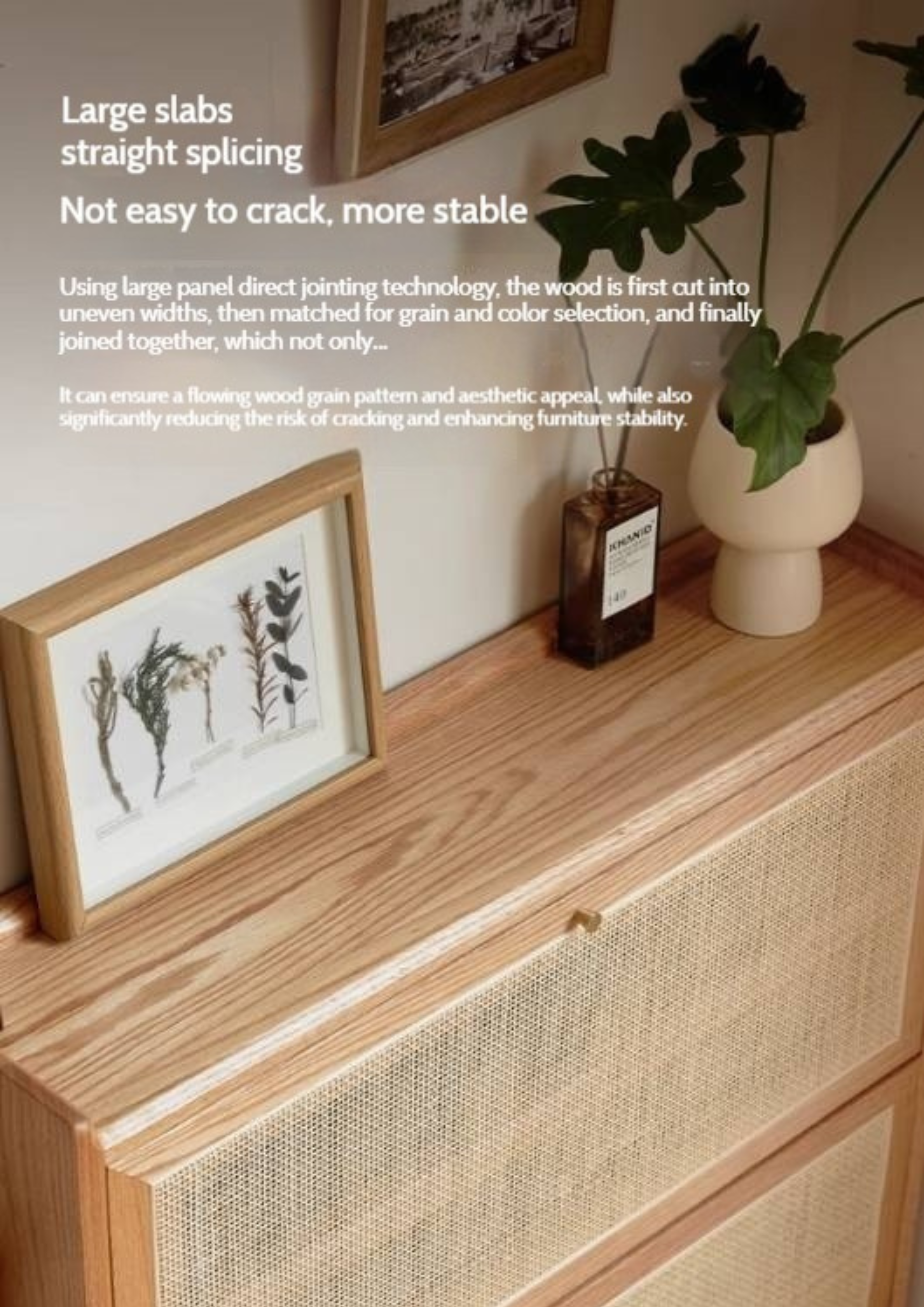 Oak Solid Wood Ultra-Thin Flap Door Rattan Shoe Cabinet