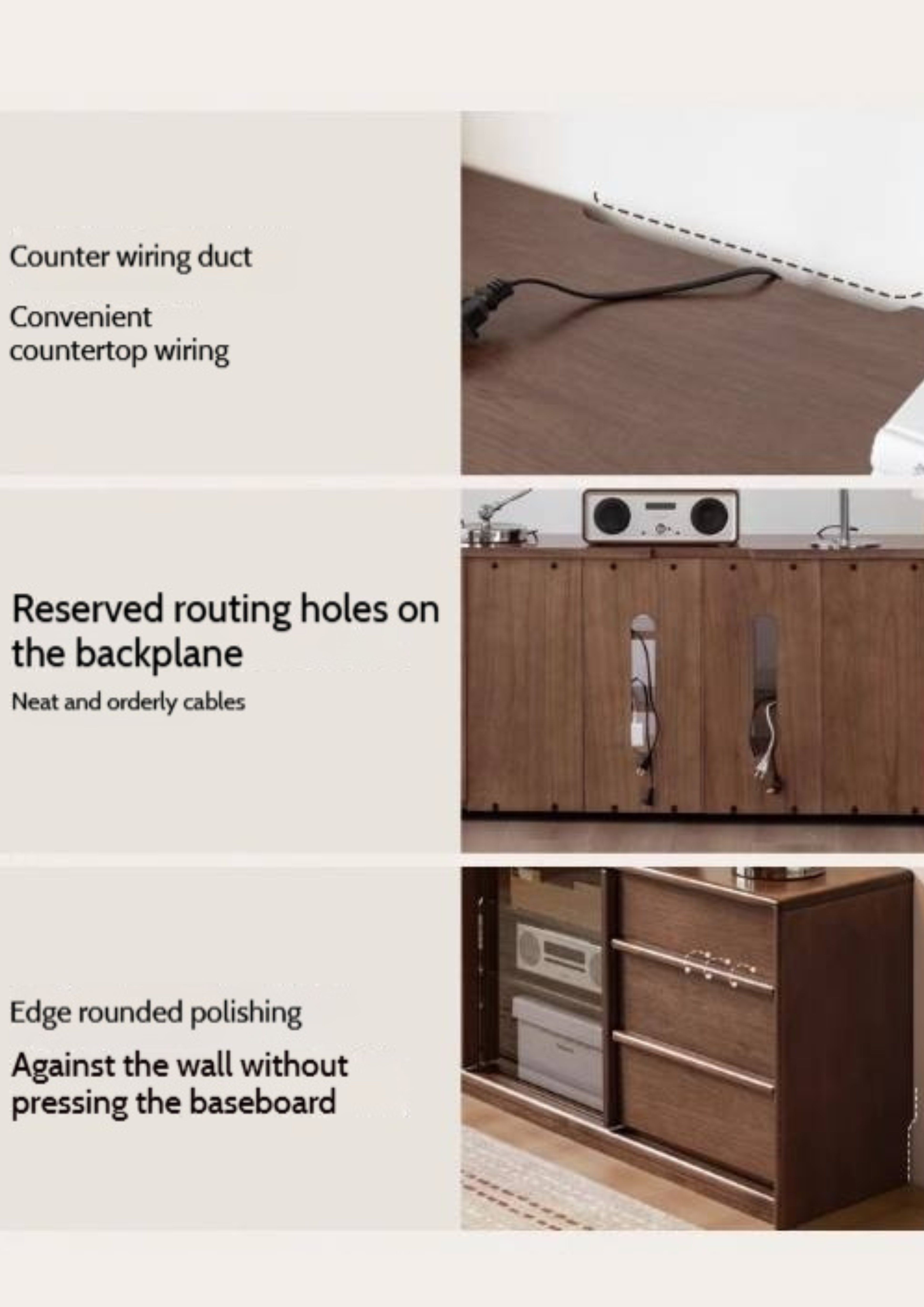 Golden Sandalwood, Black Walnut Solid Wood TV Cabinet