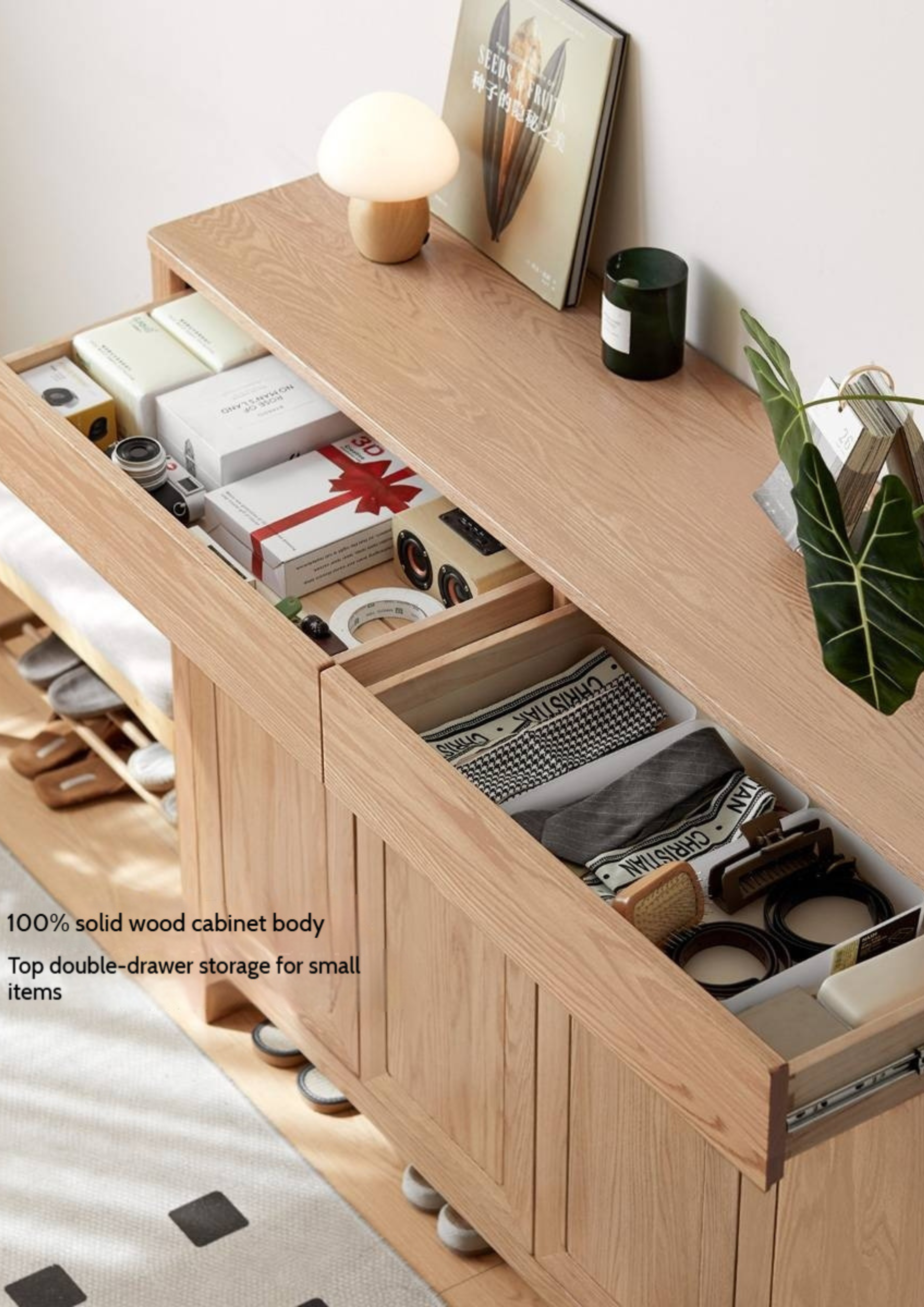 Ash Solid Wood Modern Large Shoe Cabinet