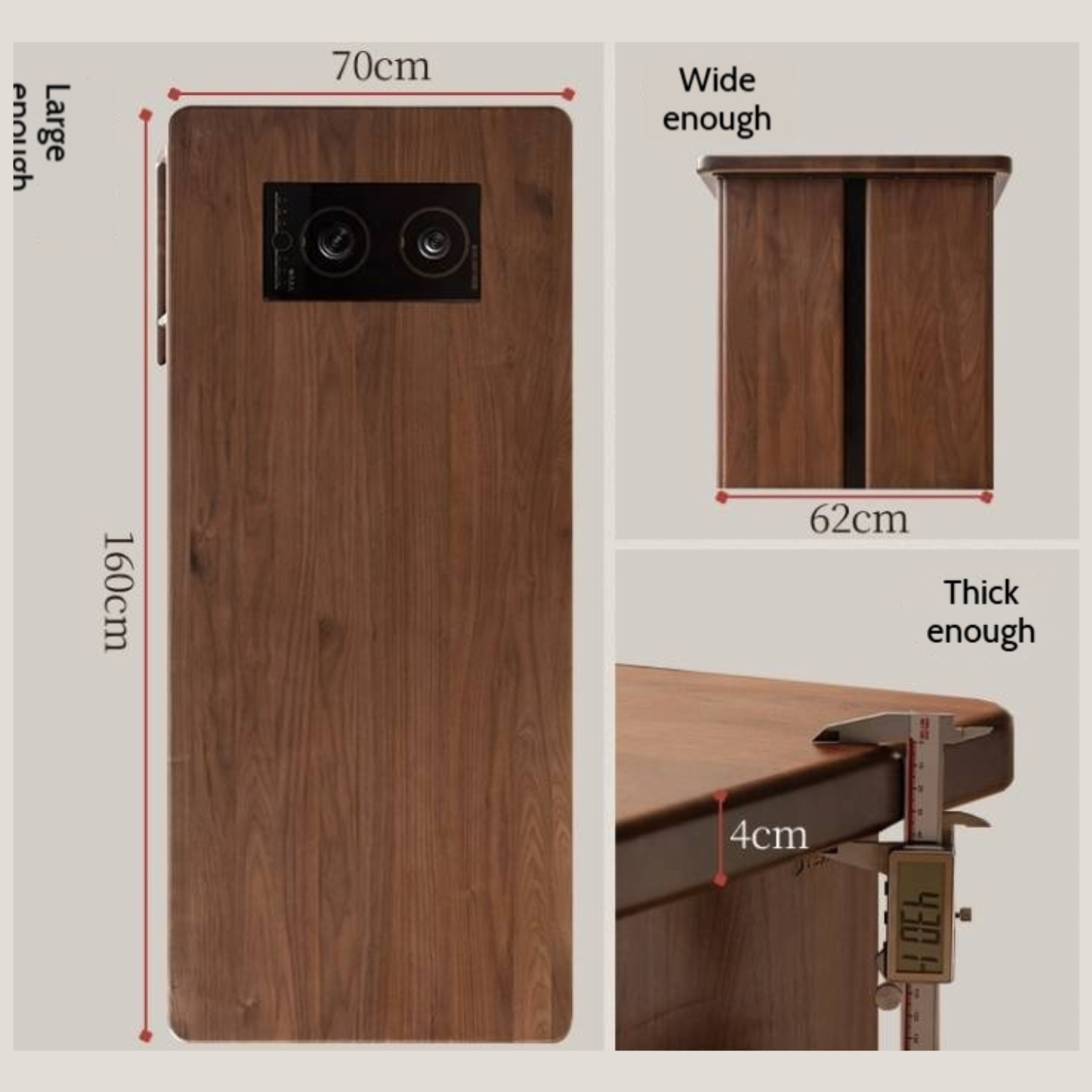 Black Walnut Solid Wood Rectangular Tea Table with Tea Tray