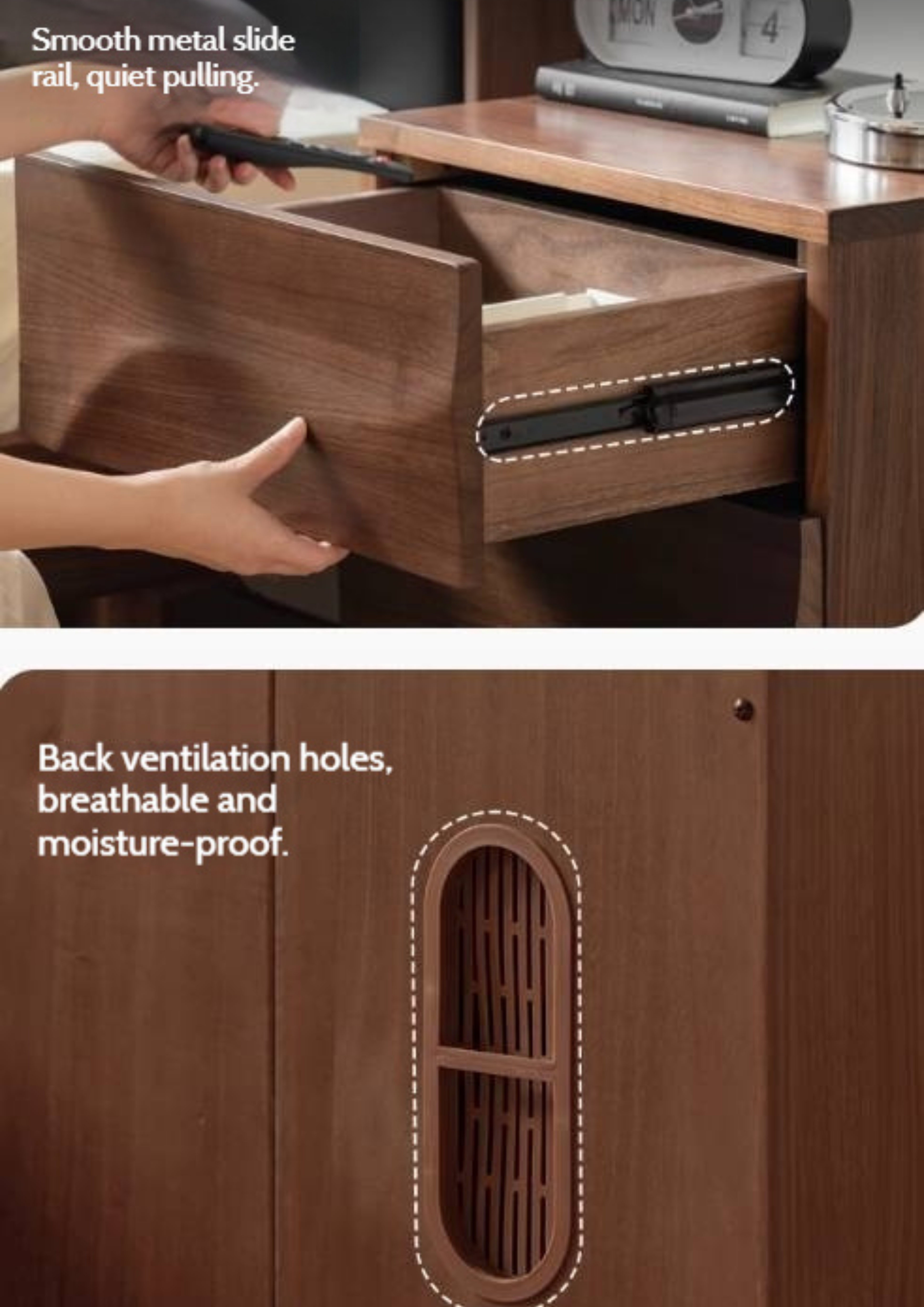 Black Walnut Solid Wood Luxury Nightstands