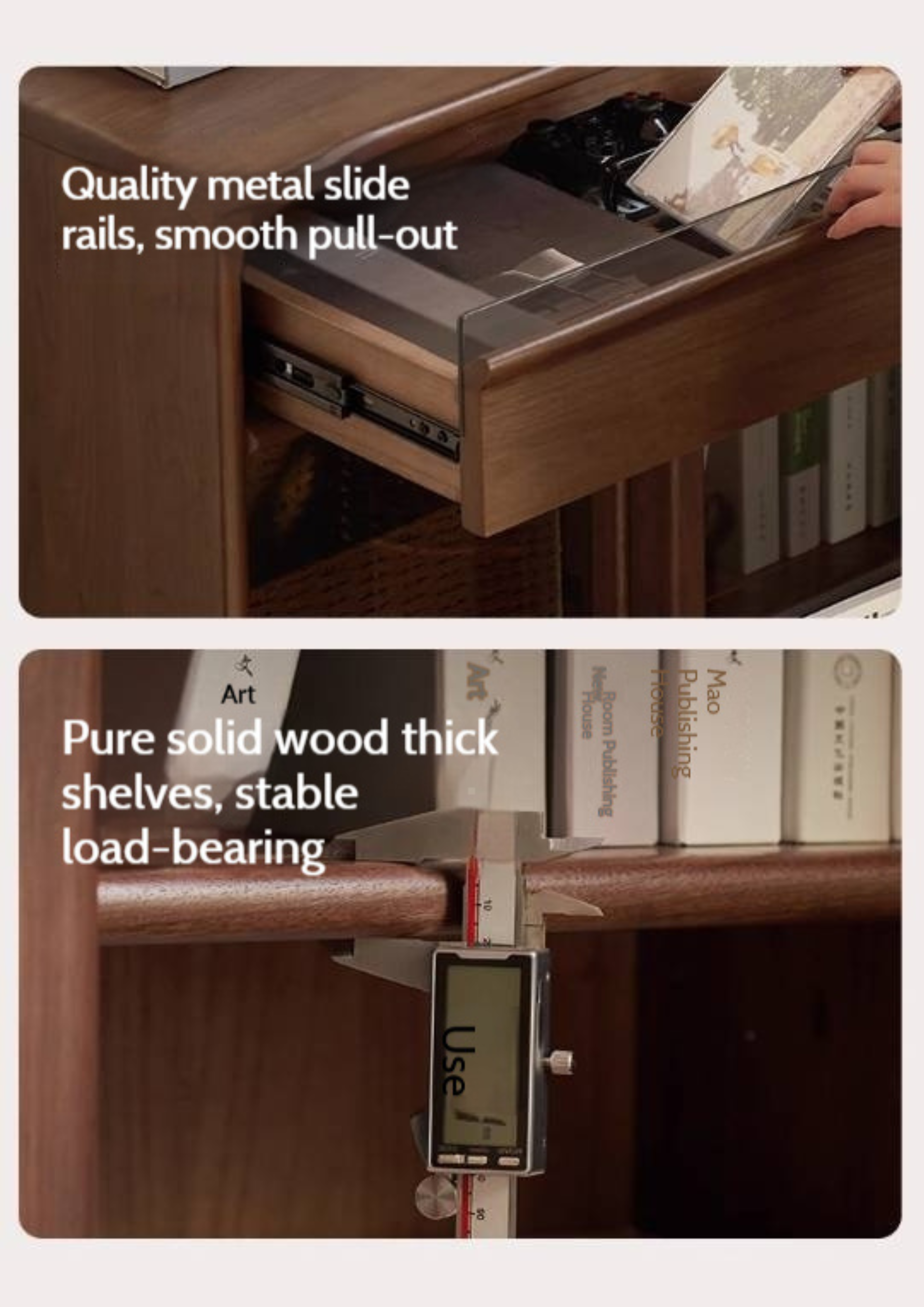 Black Walnut Solid Wood Modern Side Cabinet