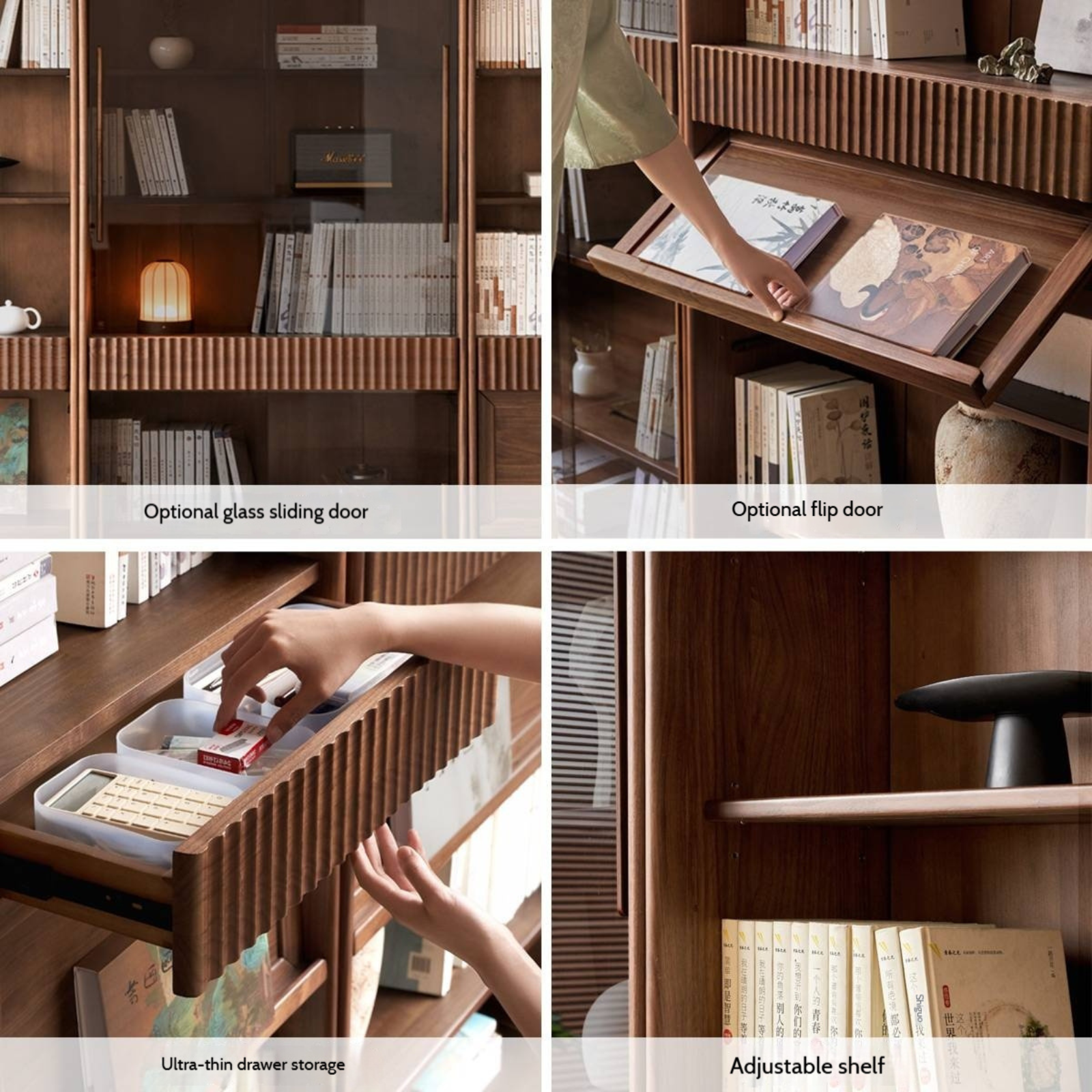 Ash Solid Wood Wall Combination Bookshelf