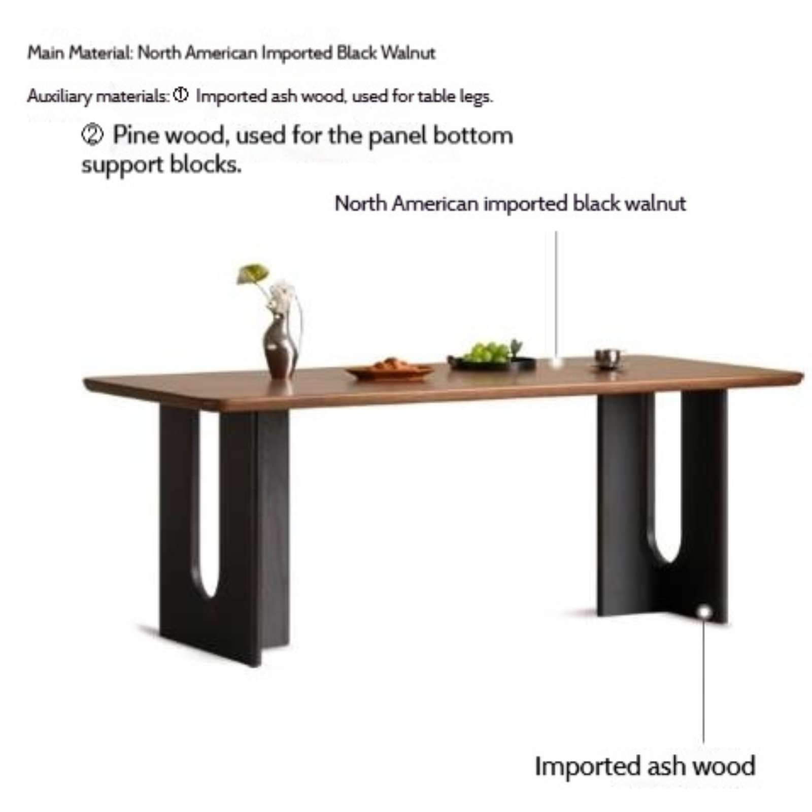 Black Walnut Solid Wood Light Luxury Dining Table