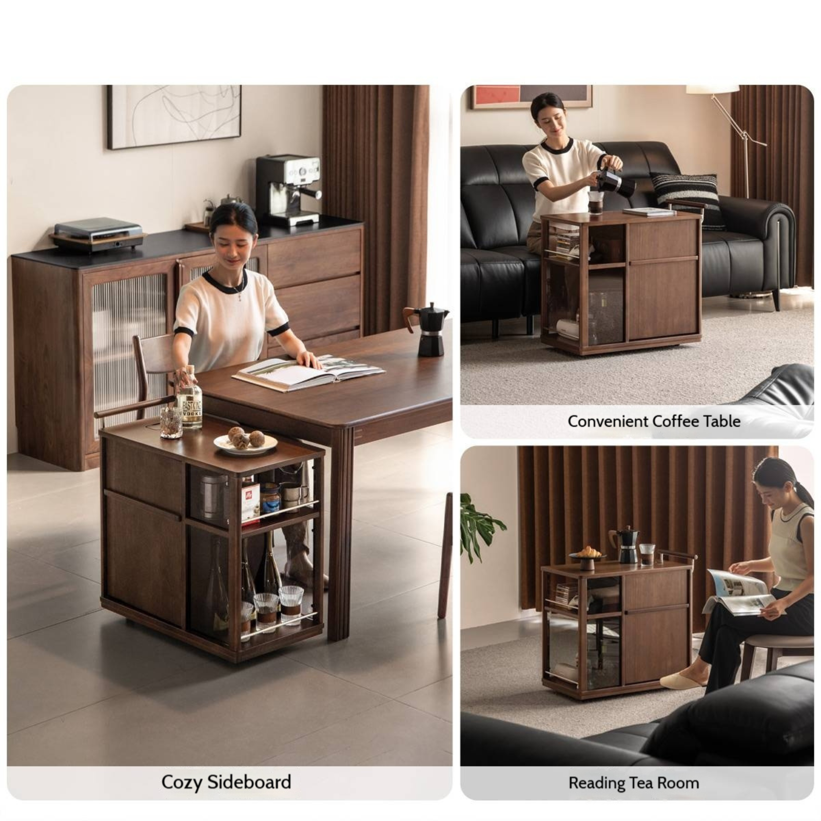 Sandalwood Italian Mobile Side Cabinet