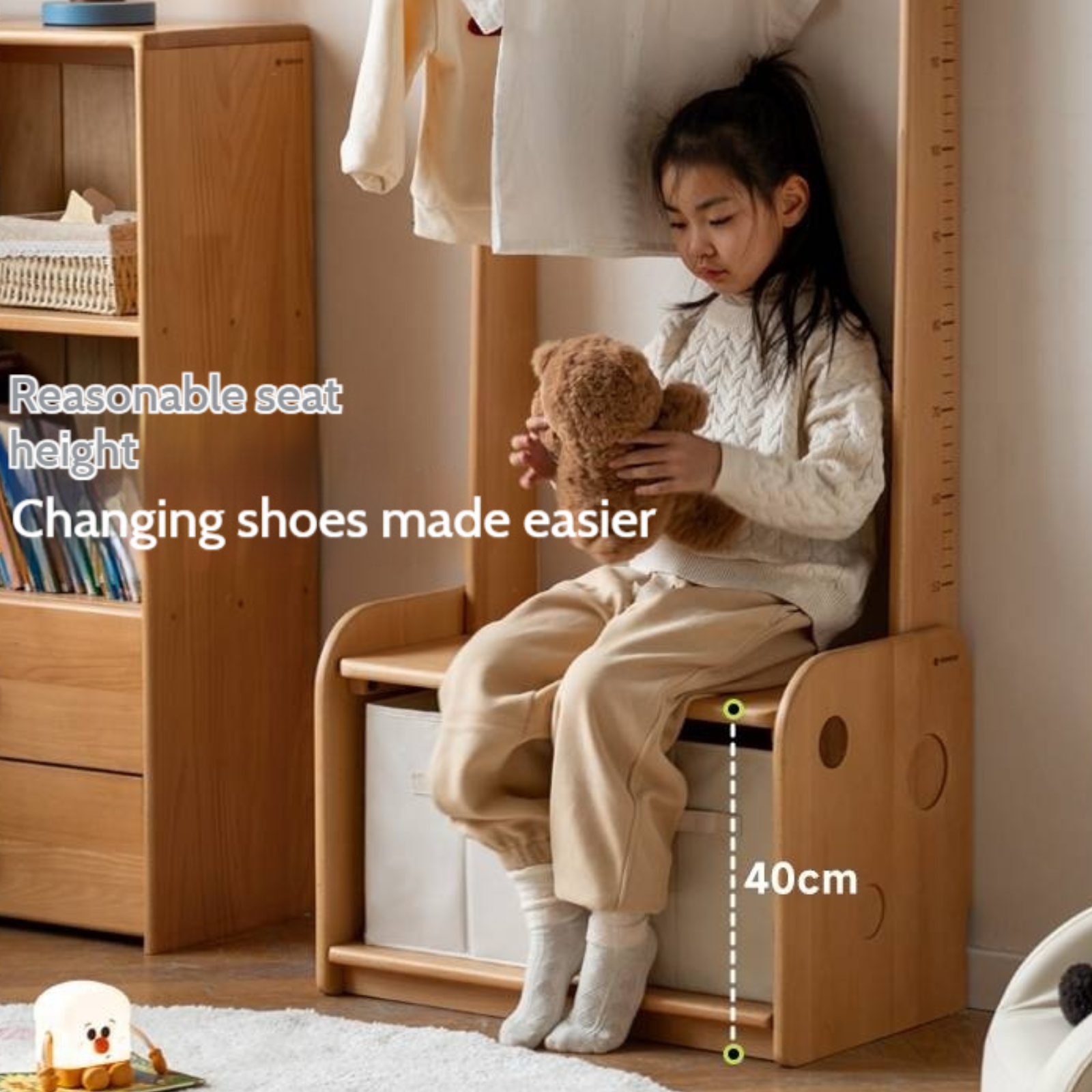 Beech, Solid Rubberwood Children's Clothing Rack