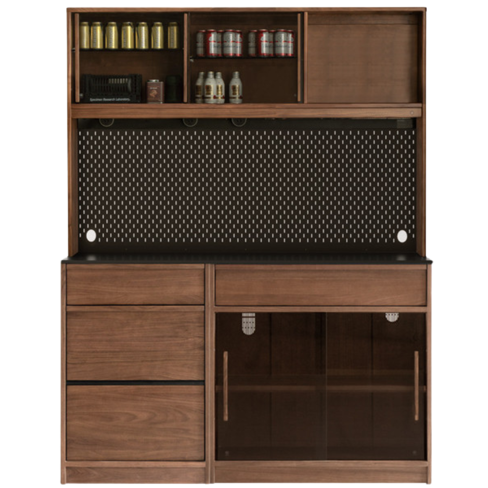 Black Walnut, Ash Solid Wood Light Luxury Style Rock Board Sideboard