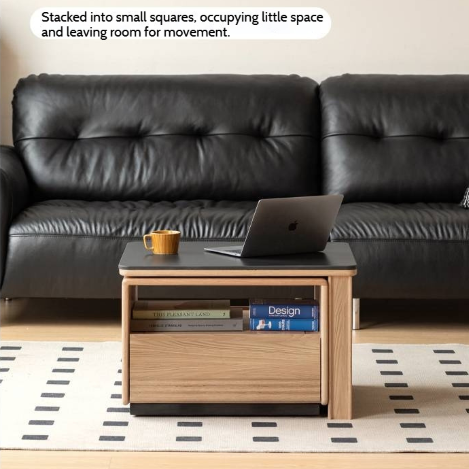 Beech Solid Wood Removable Rock Plate Telescopic Tea Table
