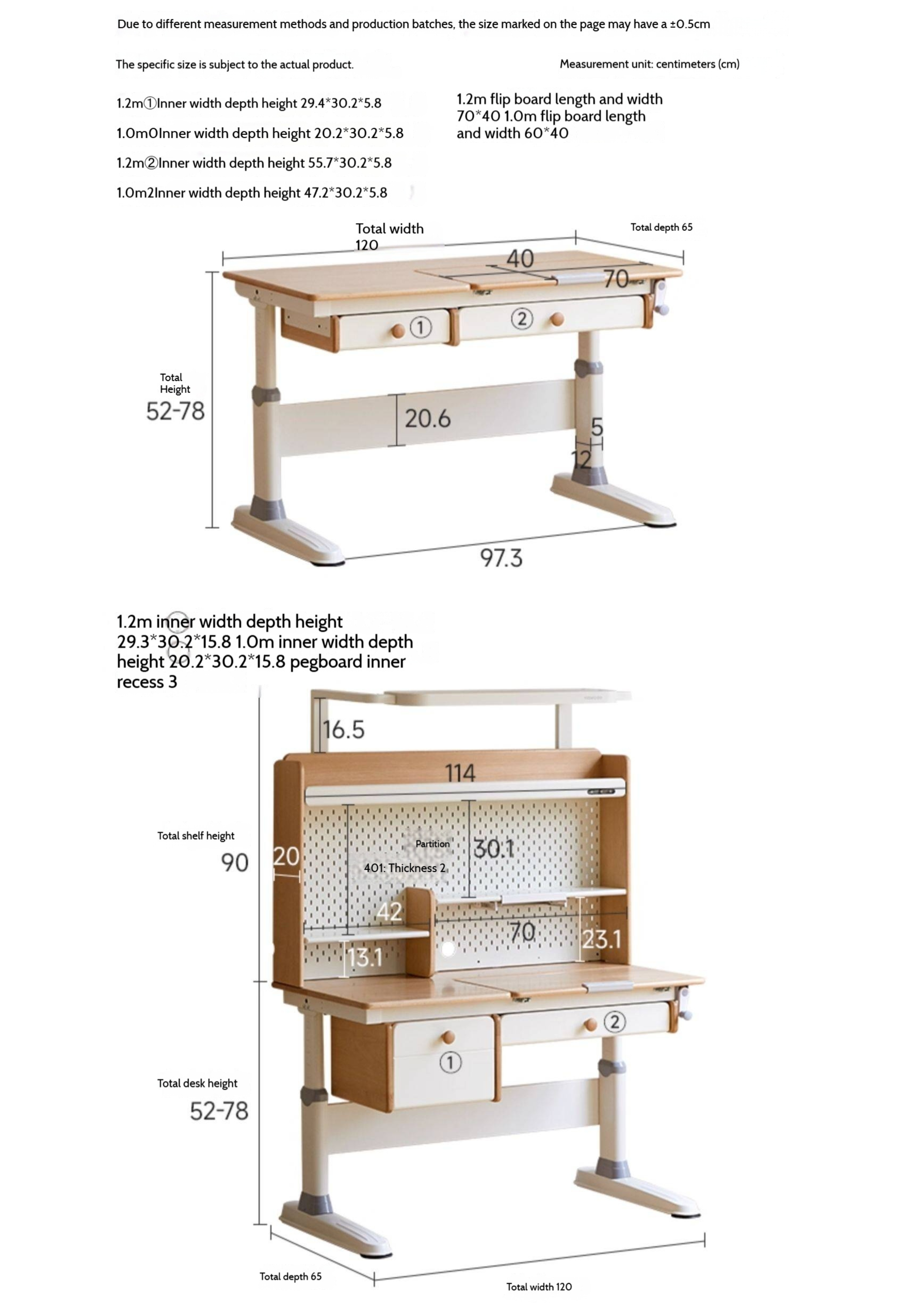 Beech Solid Wood Height Adjustable Children's Learning Desk with Eye-Protection Lamp