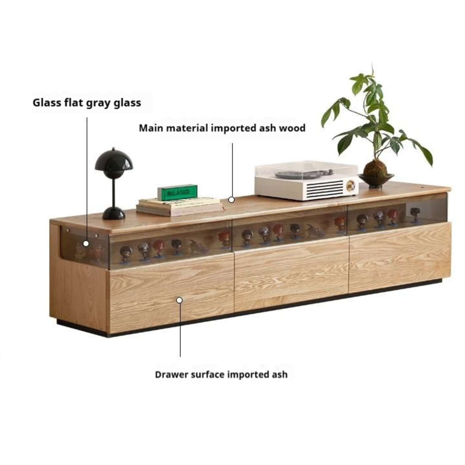 Ash Solid Wood Modern TV Cabinet