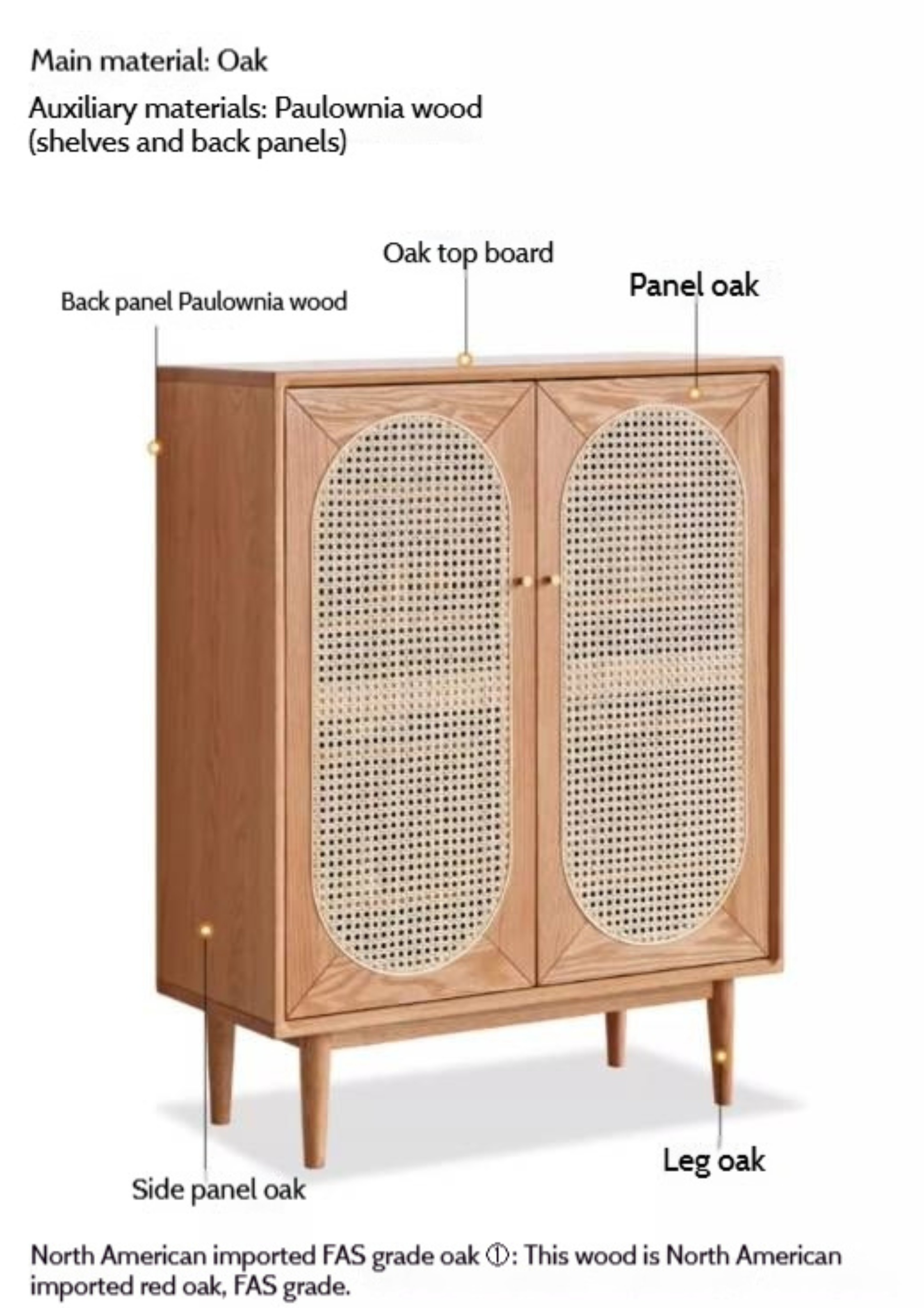 Oak Solid Wood Rattan Shoe Cabinet