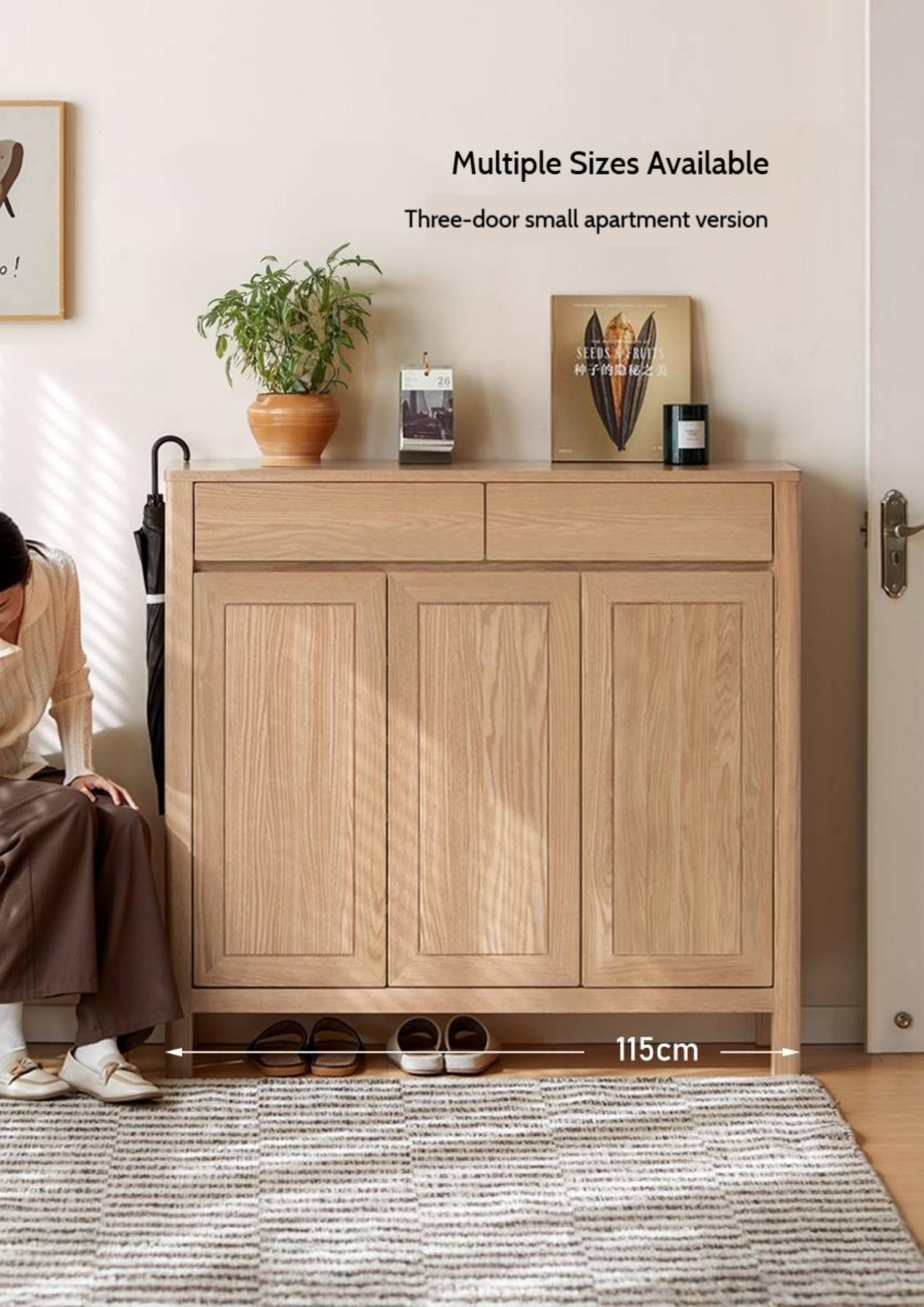 Ash Solid Wood Modern Large Shoe Cabinet