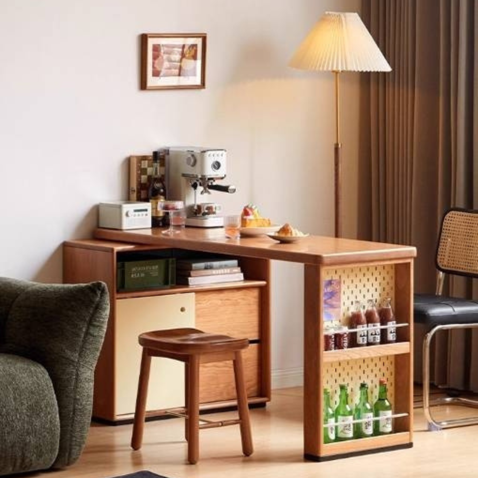 Cherry Solid Wood Vintage Style Office Desk