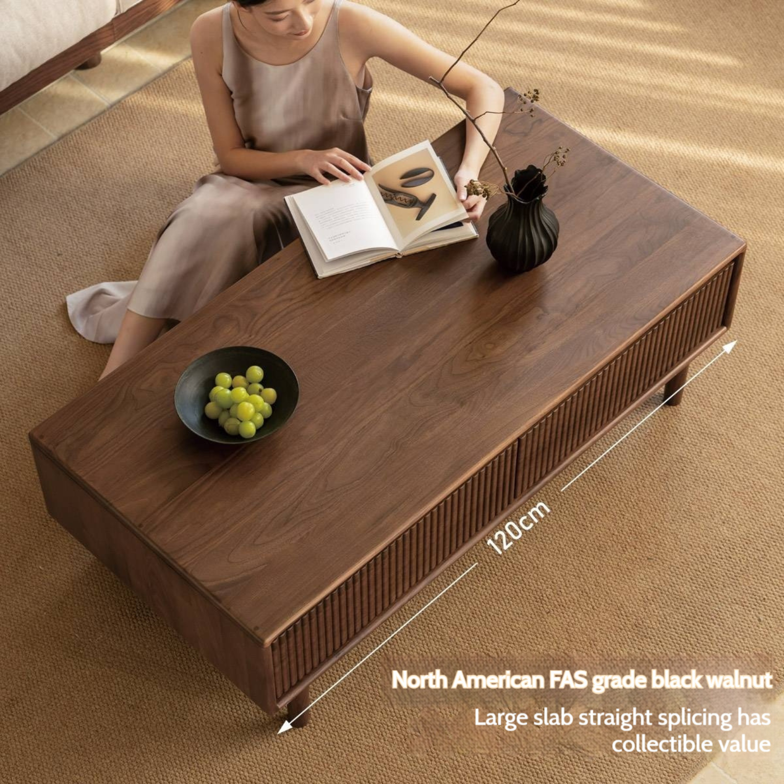 Black Walnut Solid Wood Italian Light Luxury Coffee Table