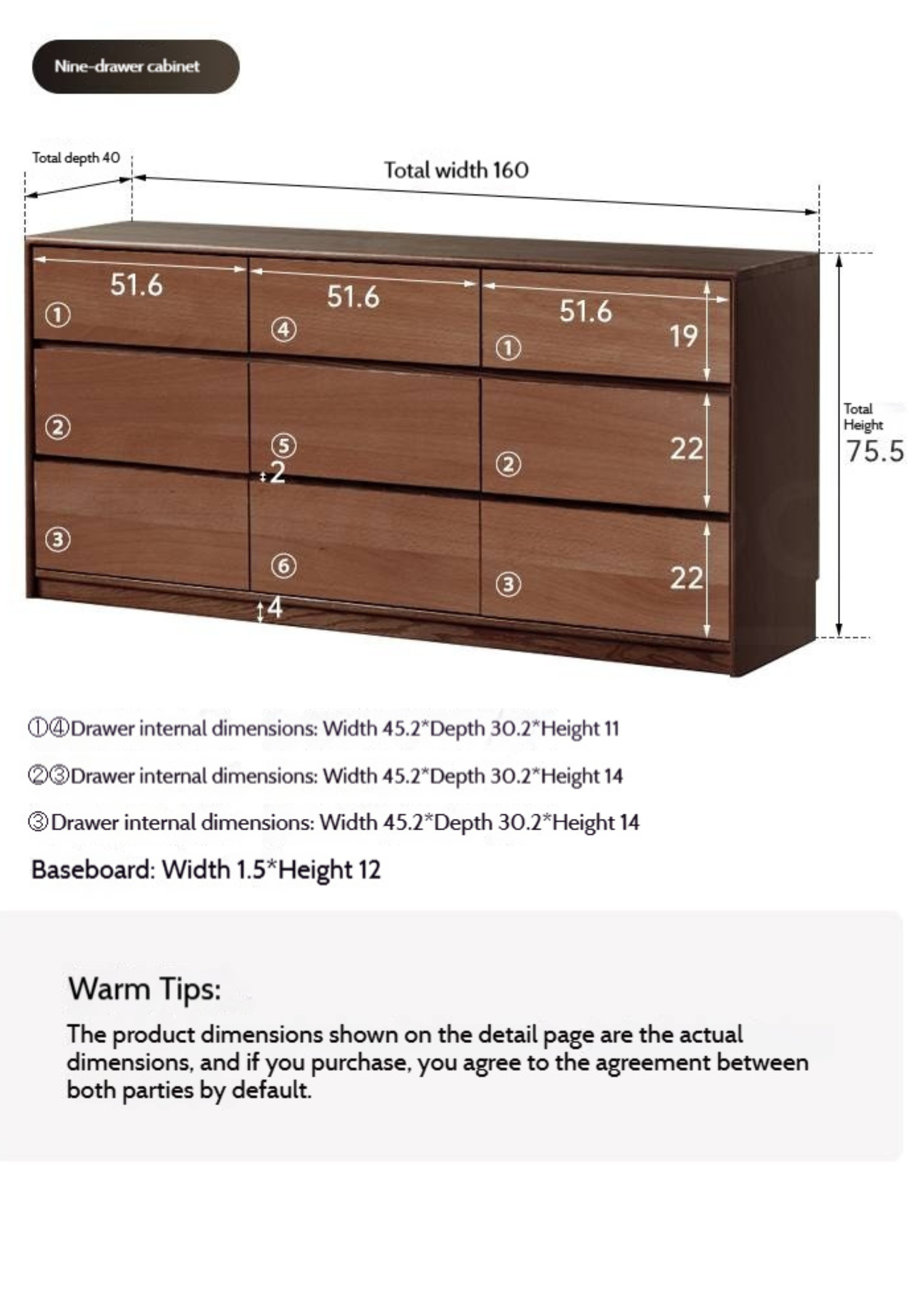 Oak Solid Wood Modern Drawer Cabinet