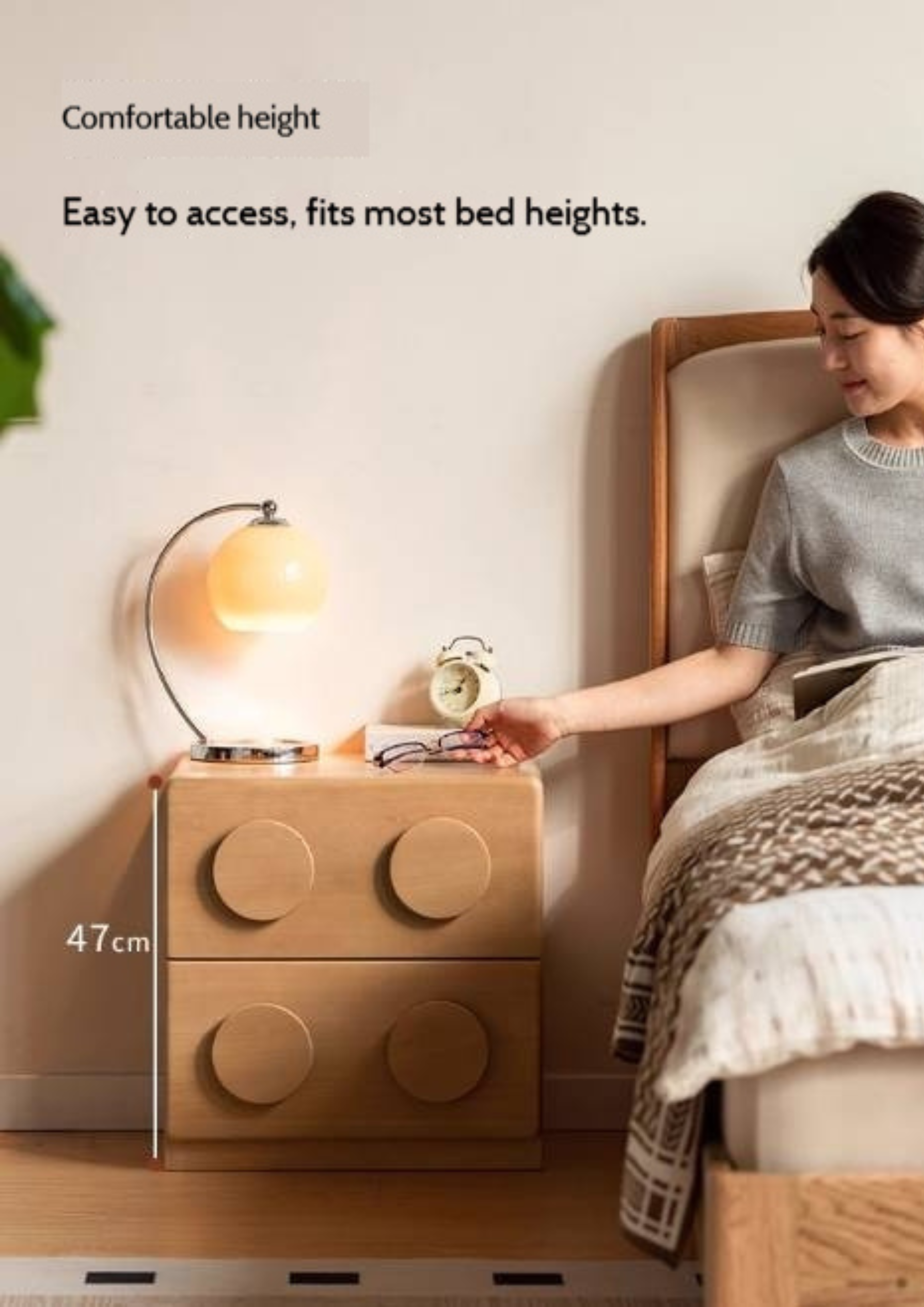 Beech Solid Wood Log Style Nightstand