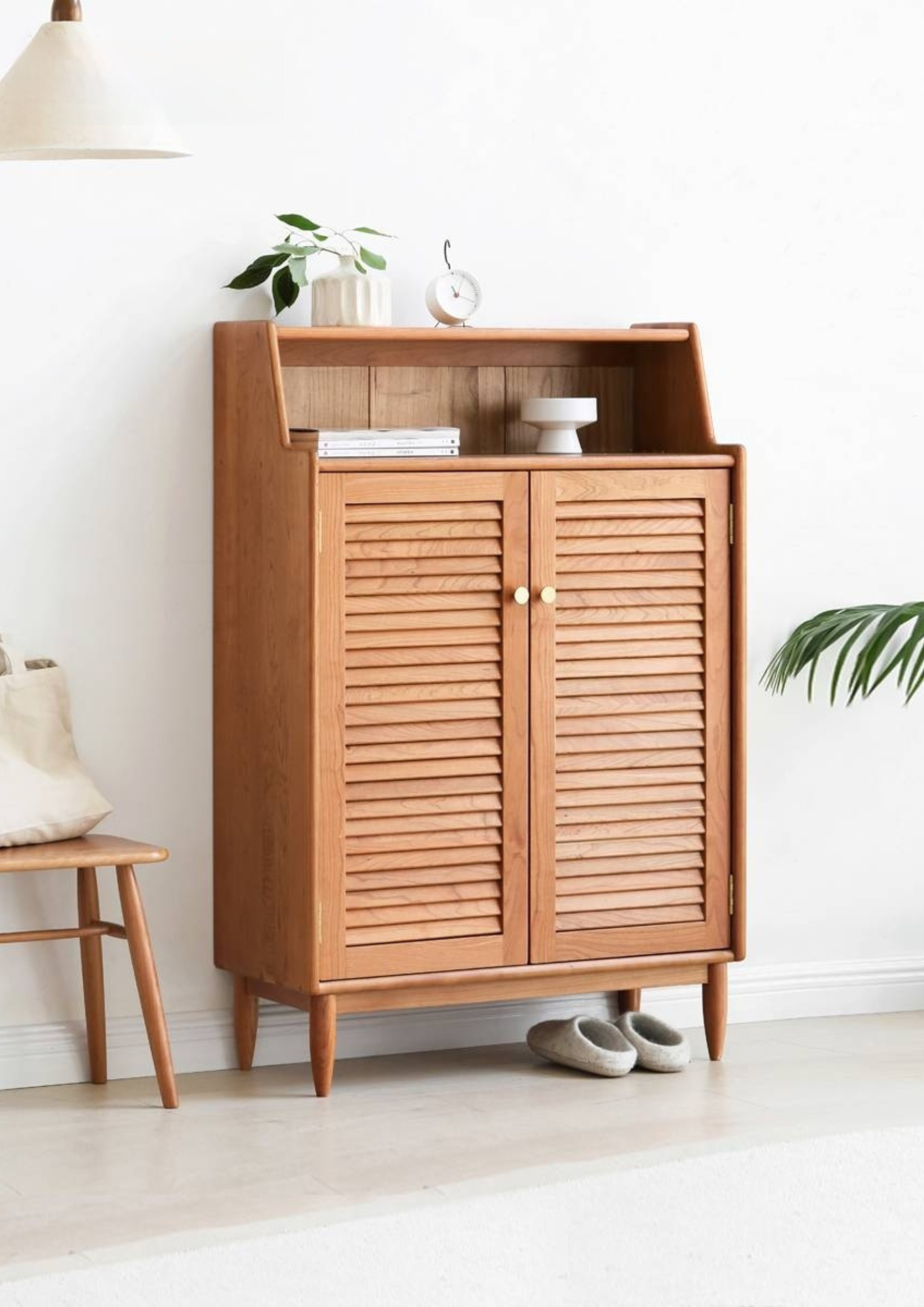 Cherry Solid Wood Entrance Shoe Cabinet