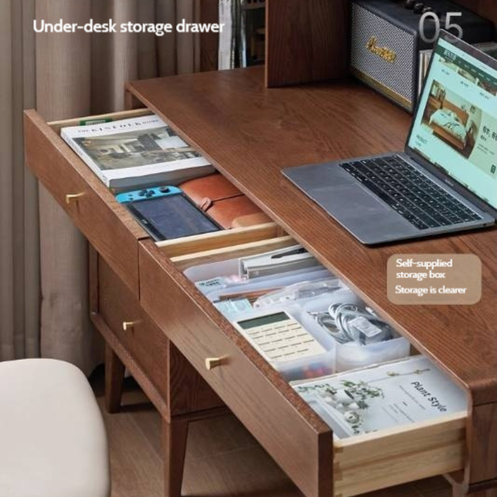 Oak Solid Wood Extendable Computer Desk