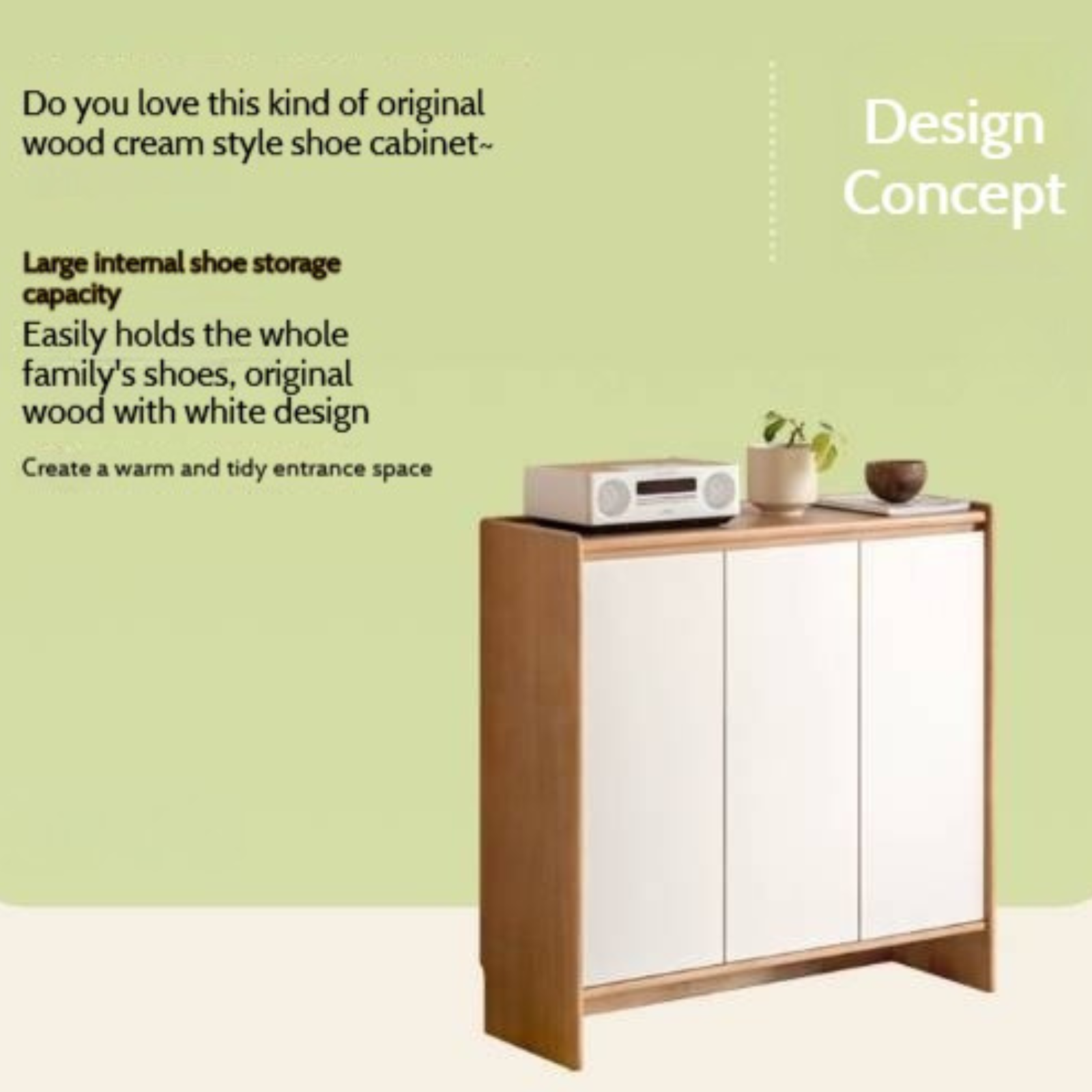 Solid Rubber Wood, Poplar Solid Wood Shoe Cabinet