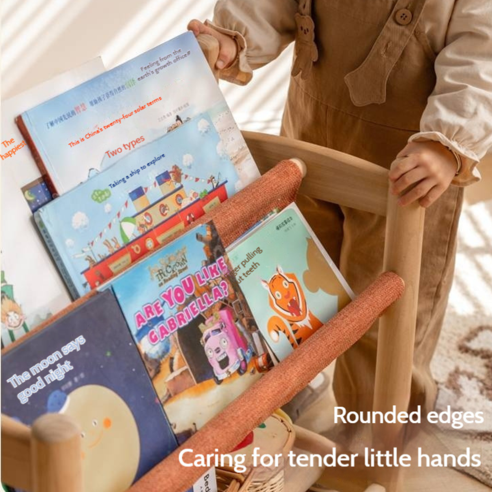 Poplar Solid Wood Movable Children's Bookshelf