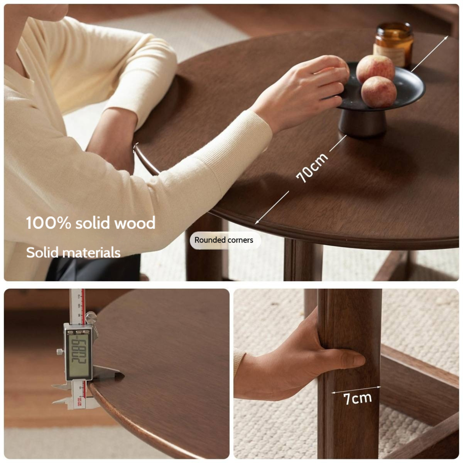 Sandalwood, Oak Solid Wood Modern Coffee Table