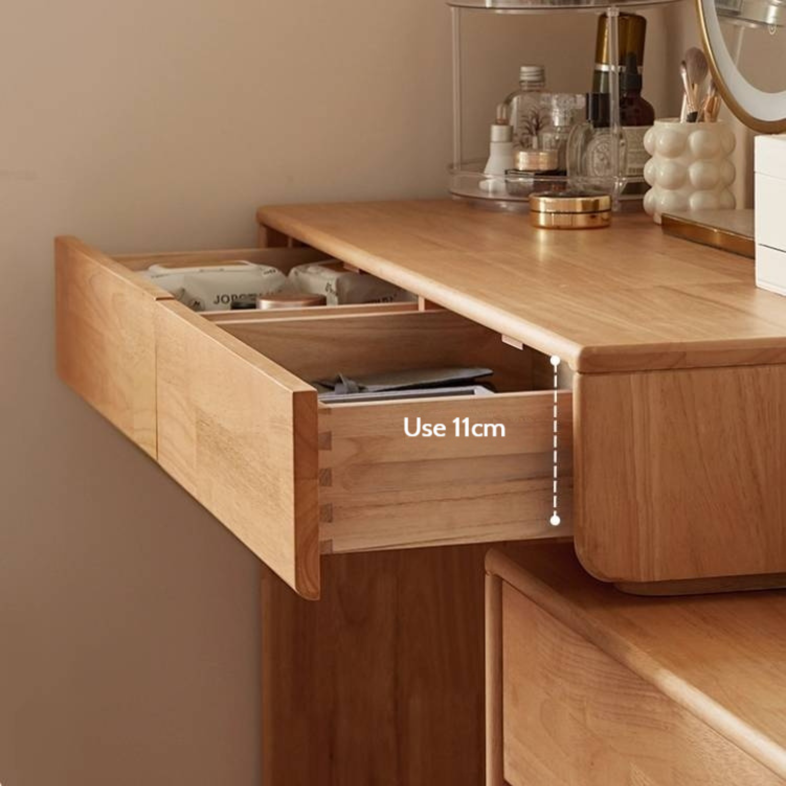 Solid Rubberwood Telescopic Vanity Table